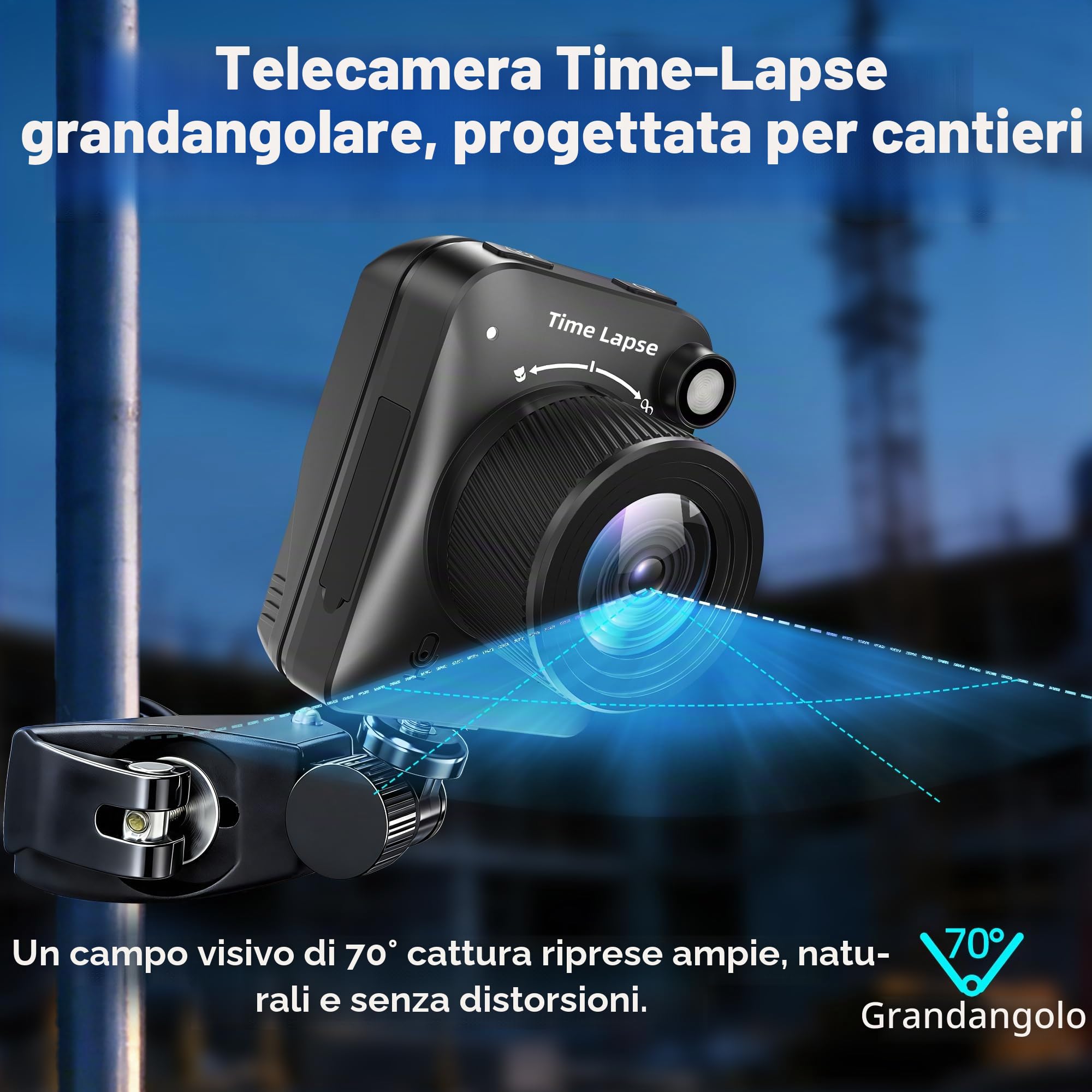 Fotocamera Timelapse,Telecamera Time Lapse 4K FHD per Esterni,Livello Impermeabile IP66,per Registrare Costruzioni all'Aperto,Meteo,Piante,Durata della Batteria di 6 Mesi,Scheda TF da 64 GB Inclusa