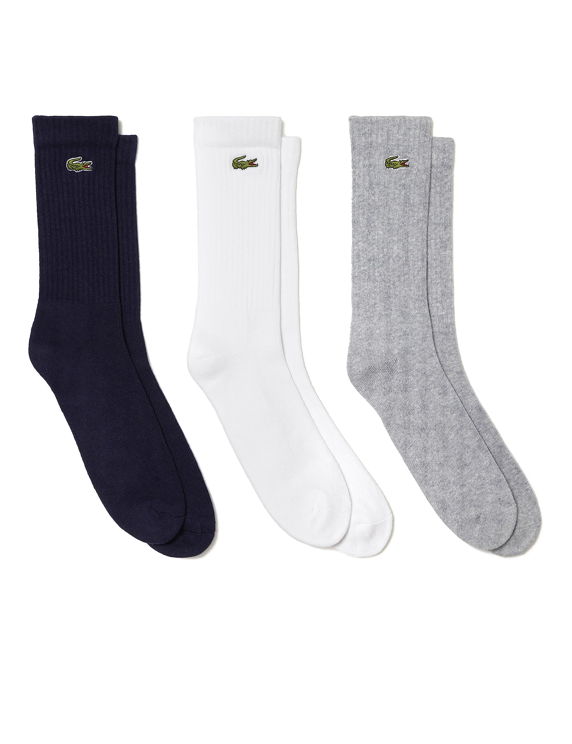 Lacoste Men's Silver/White/Blue 3 Pack Sport High Cut Socks - Chine/-Navy Tya - Chine/-Navy Tya - Uk6-Uk8