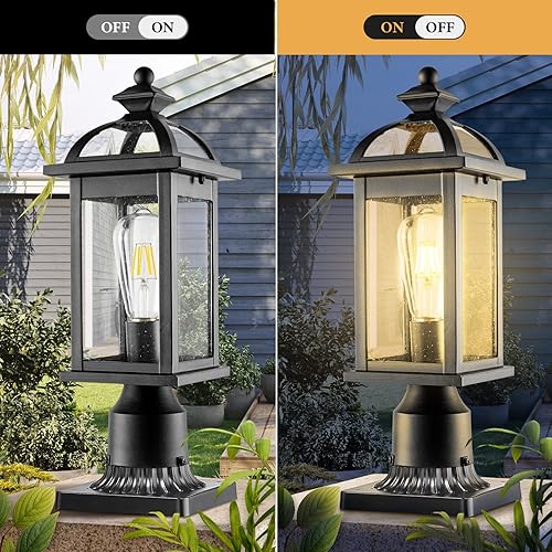 Miniatura 5 de Darkaway Luces de poste para exteriores, postes de iluminación al aire libre, luces de poste de aluminio impermeables con vidrio, luces de poste de