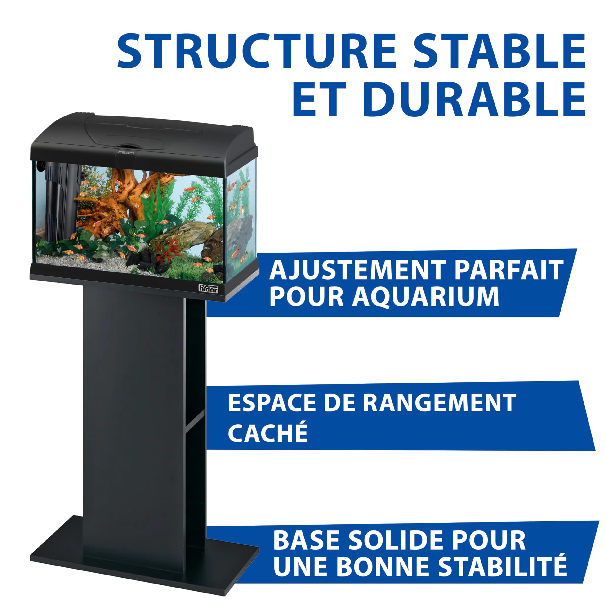 Ferplast Hydor Meuble pour Aquarium, résistant à l'humidité, Structure Robuste, Pieds réglables, 52 x 28 x 73 cm, en Bois Noir