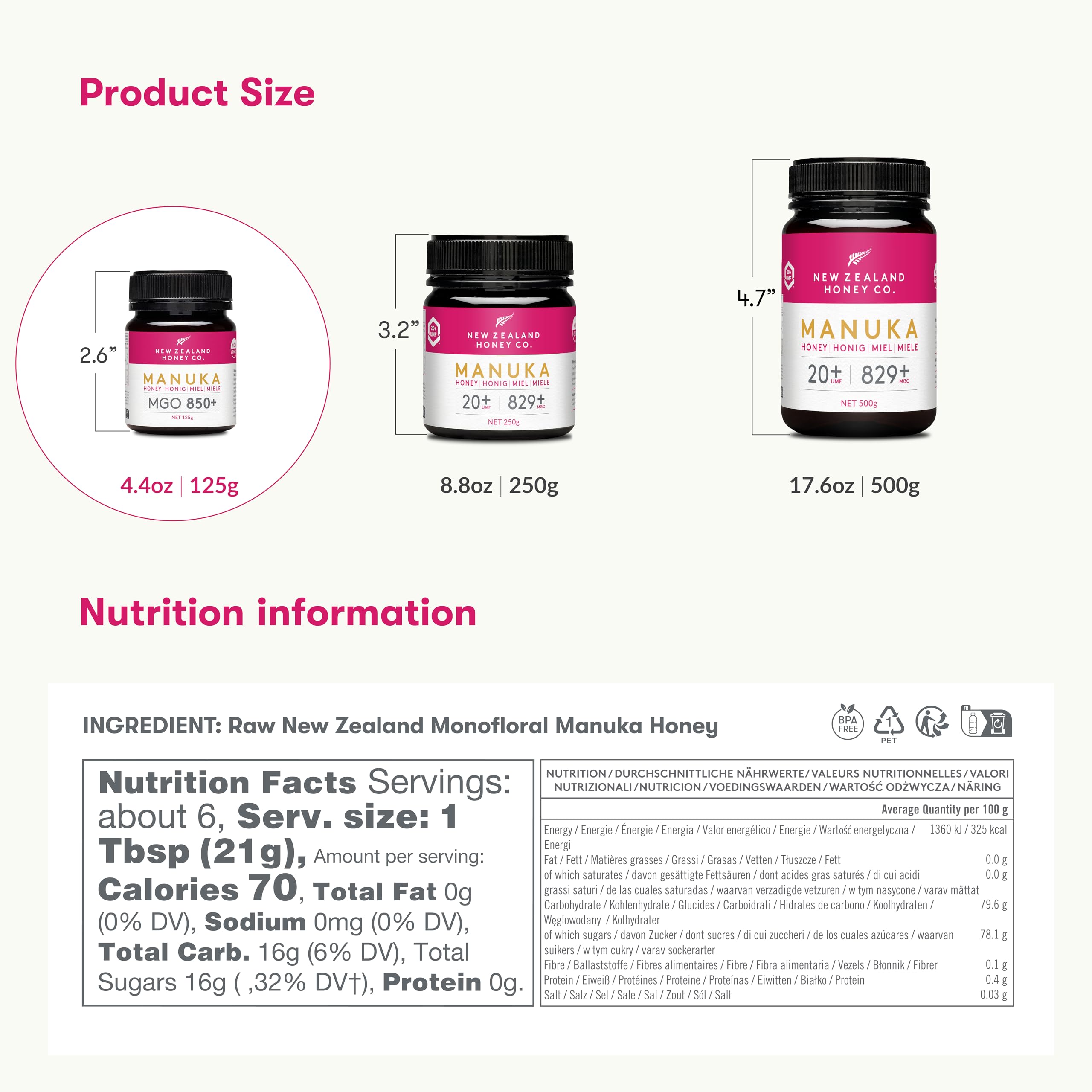Manuka Honey MGO Grades 125g (MGO 850+)