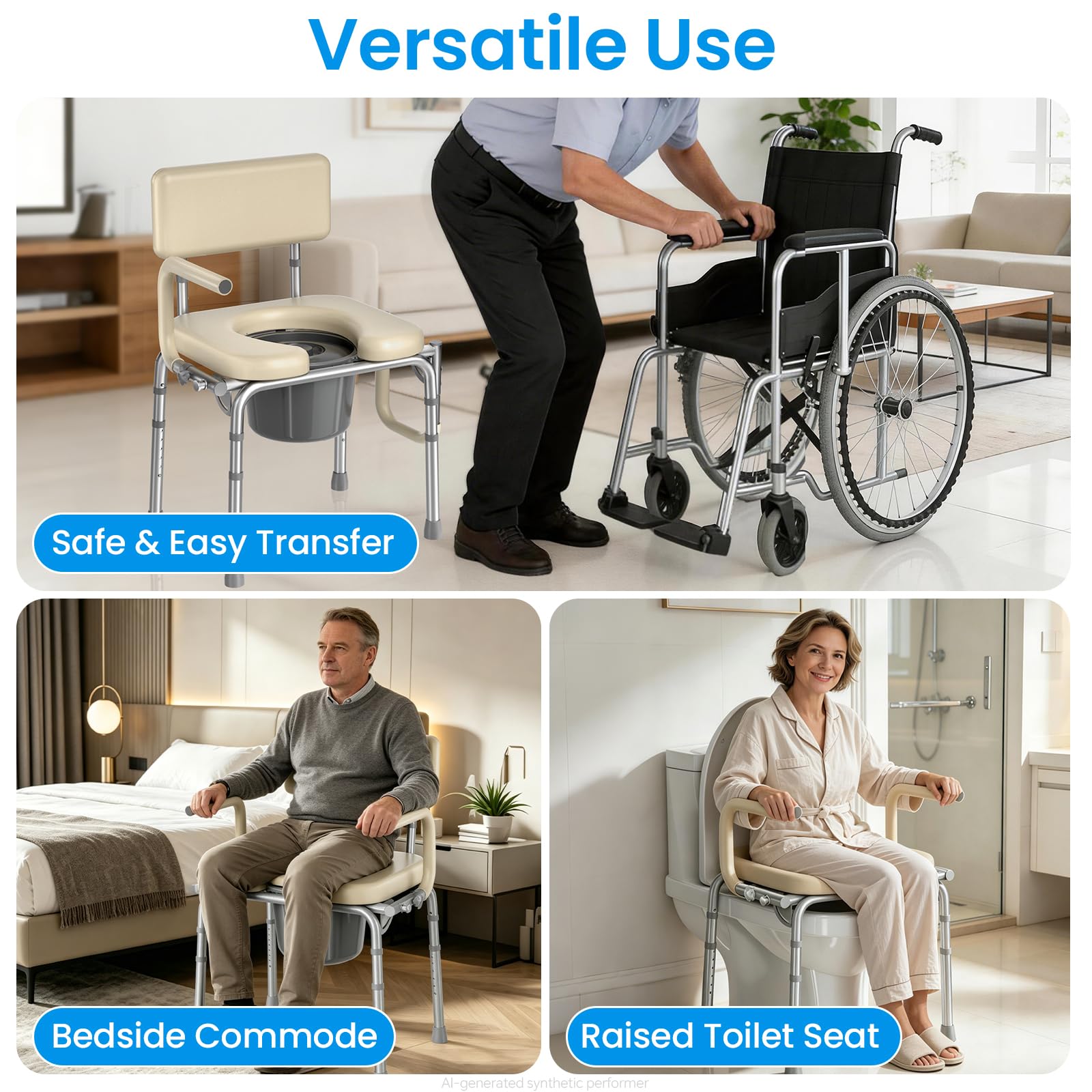 Drop Arm Bedside Commode - Easy Transfers -7