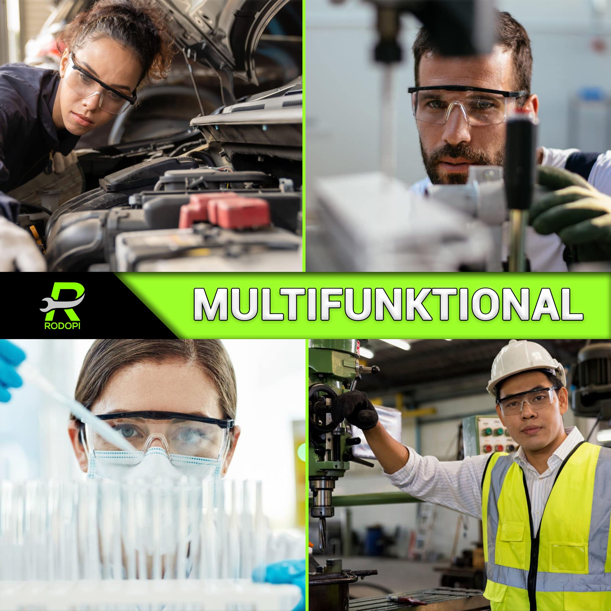 RODOPI ClearVision-FogX Schutzbrille verstellbar Sicherheitsbrille Anti Fog EN 166 1F Arbeitsschutzbrille Seitenschutz Überbrille Arbeit Labor Baustelle