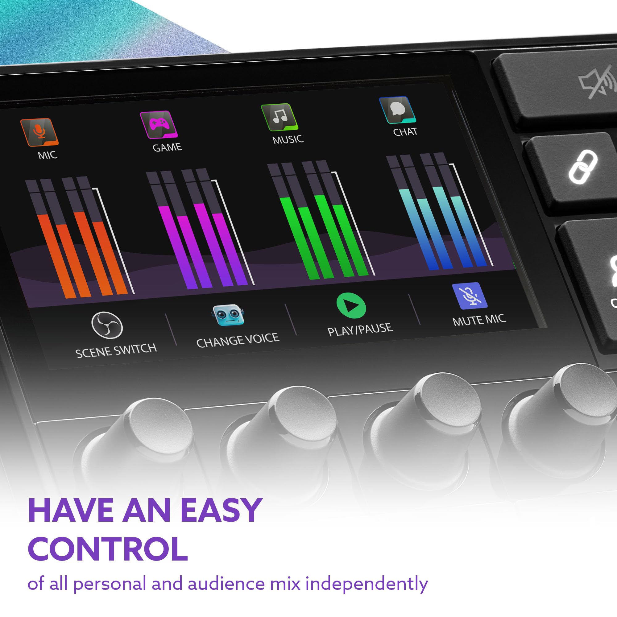 Hercules Stream Essentials Kit - Stream 200 XLR, Contrôleur audio gaming pour PC + micro XLR + Voicemod Pro (3 mois) - Carte son & submix pour streamers