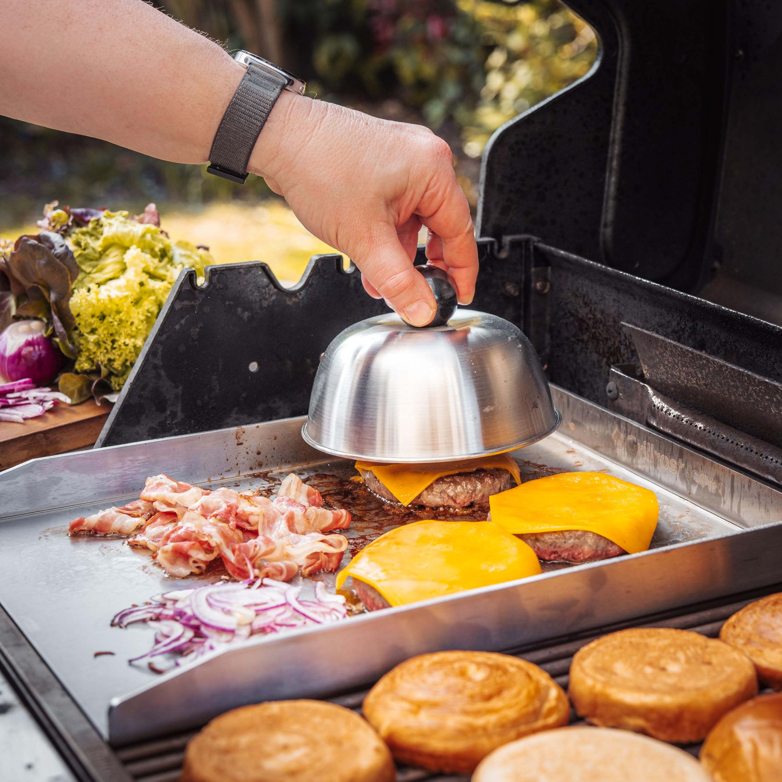 Grillrost.com Das Original Plaque de Cuisson en Acier Inoxydable | Plancha 40x30cm - Taille Universelle | 4mm Massif - Made in Germany