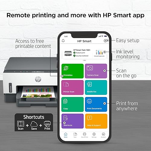Miniatura 7 de HP Smart -Tank 7001 - Impresora inalámbrica todo en uno sin cartuchos de tinta, multifunción, impresión móvil, escaneo, copia, gris, 28B49A
