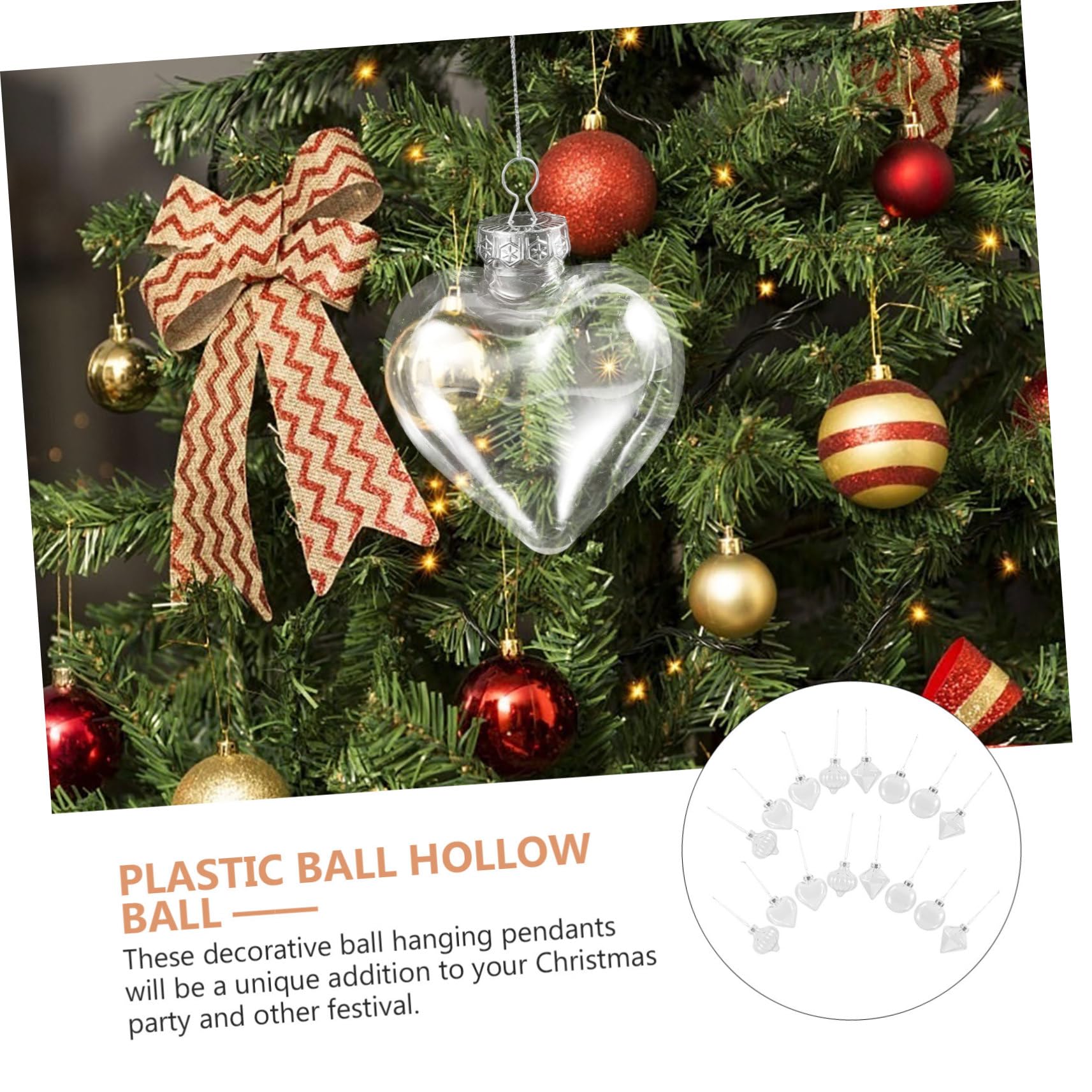 Didiseaon 16pezzi Palline Trasparenti di Plastica da Palline di Natale Riempibili Decorazioni per Alberi di Natale e Feste Pendenti Fai da Te per Finestre e Alberi