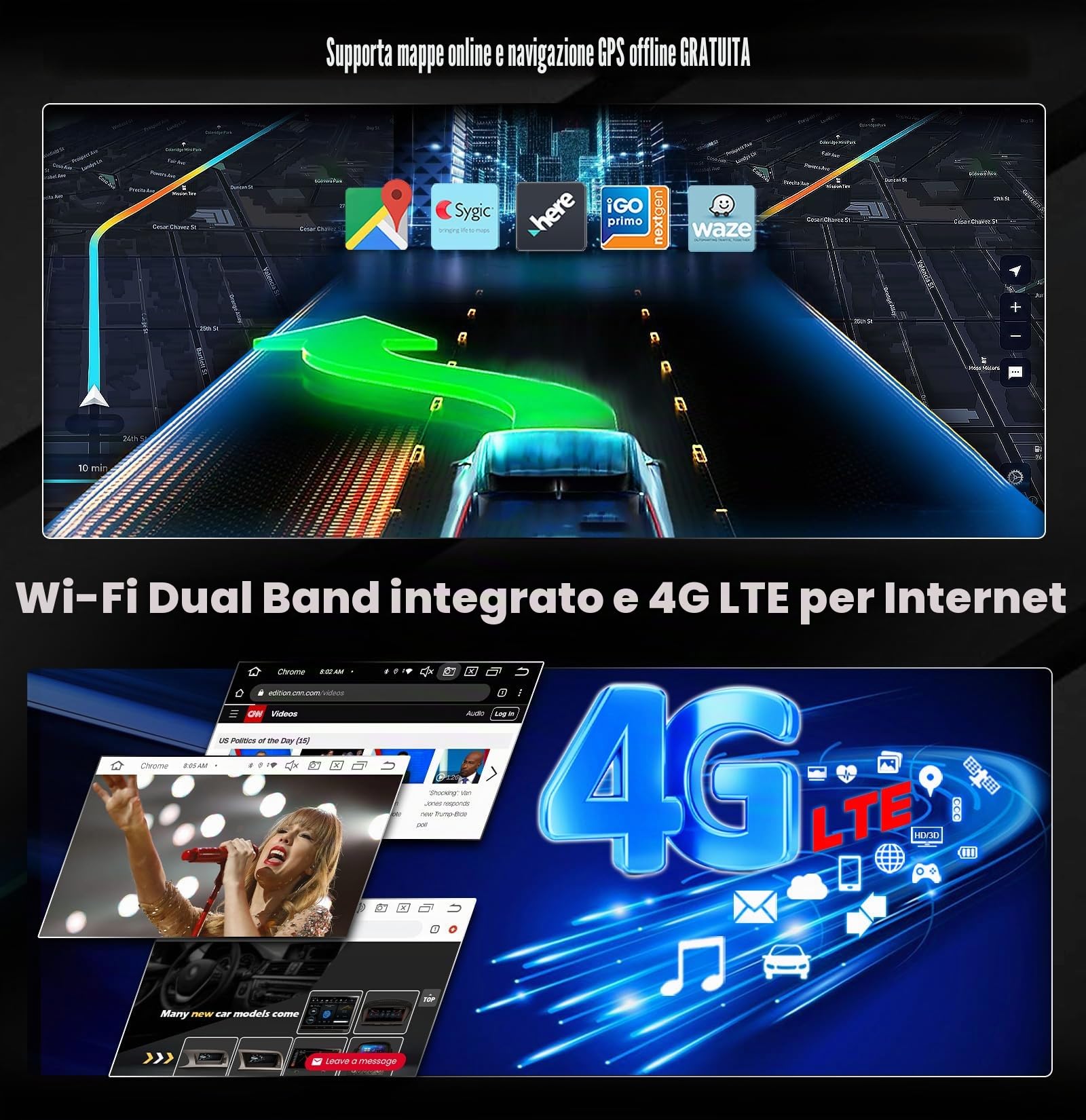 7" Android 16 Autoradio per VW Caddy T6 Crafter 2 Amarok Polo Skoda Yeti | 4GB+64GB GPS Navigatore Touchscreen Bluetooth Wireless CarPlay Android Auto Radio FM DSP WiFi Canbus