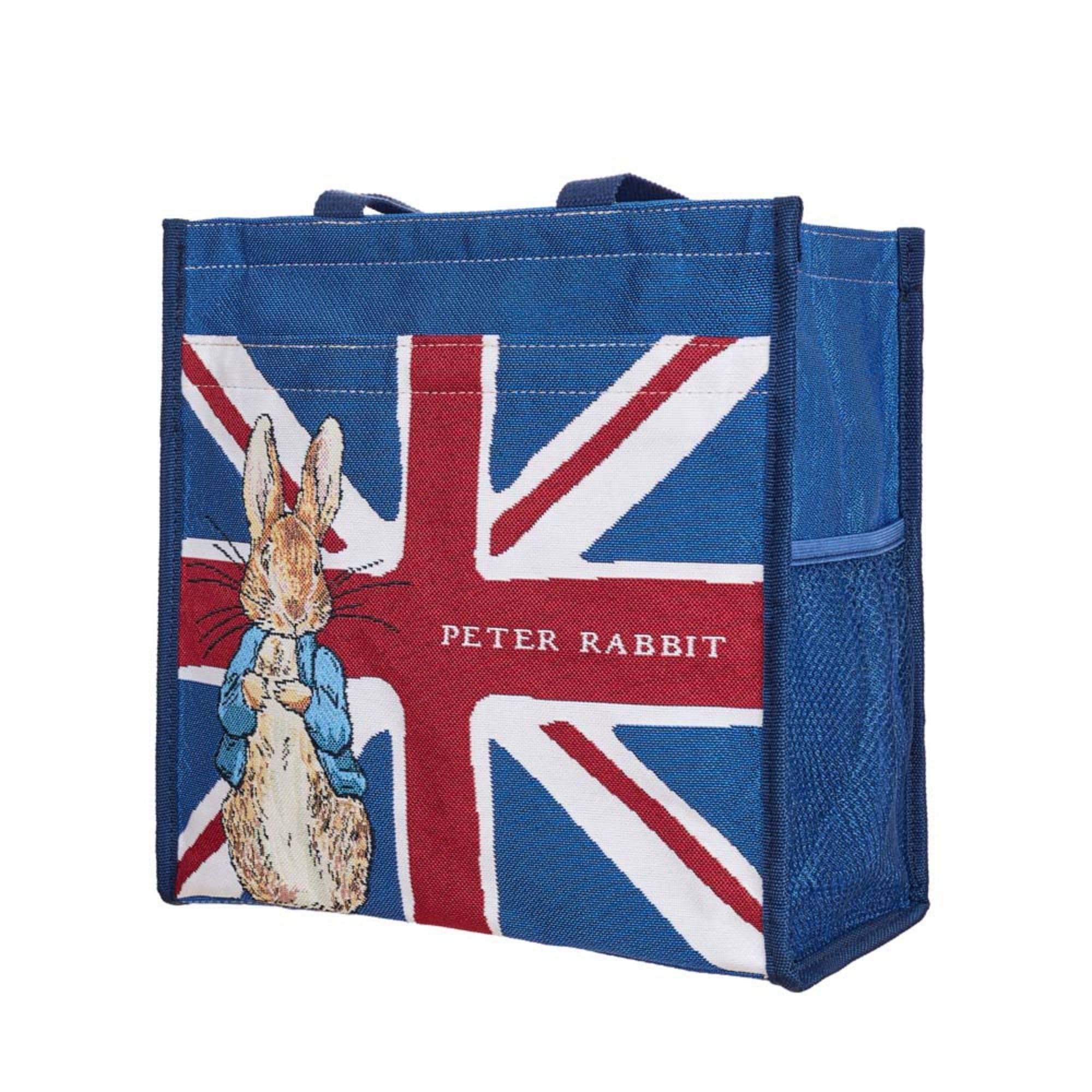 Signare Shopping Tote Bag with Zip, Bottle Pocket, Peter Rabbit Union Jack — image 1