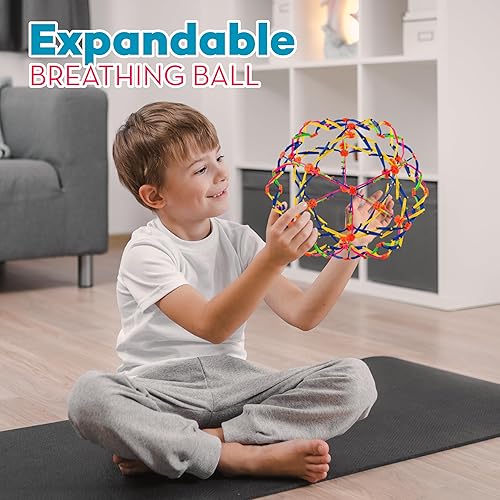 Miniatura 8 de 4E's Novelty Esfera de bola de respiración expandible (paquete de 4) juguete para niños para aliviar el estrés, juguetes para ansiedad, yoga,