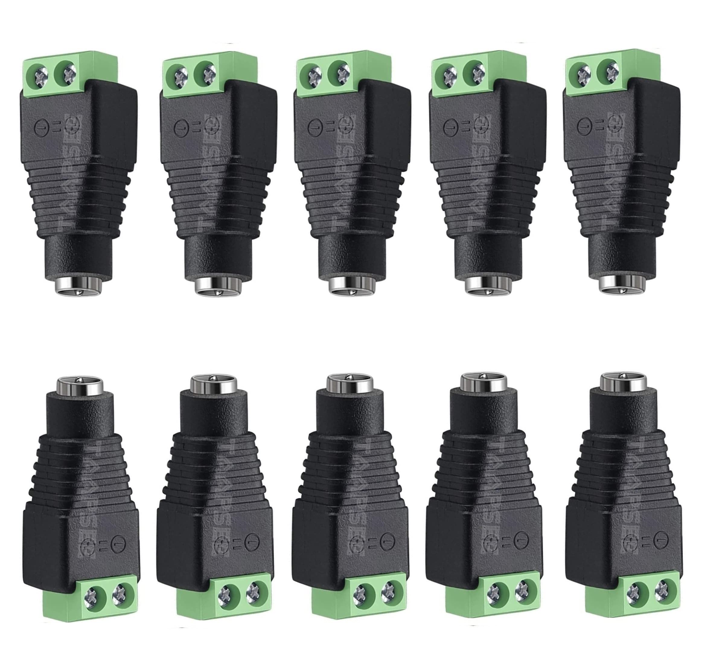 TAAPSEE 10 Pcs Female 12V DC Power Connector 5.5mm x 2.1mm 24V Power Jack Socket for Led Strip CCTV Security Camera Cable Wire-image-40