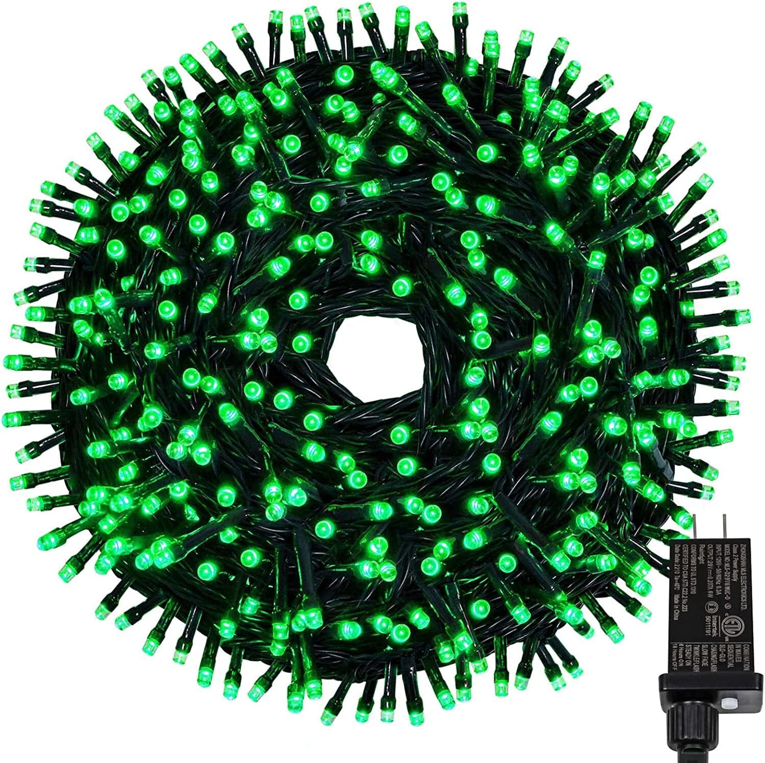 EEW 88FT 240LED Christmas Lights, Waterproof LED String Lights Indoor/Outdoor, 8 Mode Green Wire Christmas Lights for Tree Party Decoration(Green)