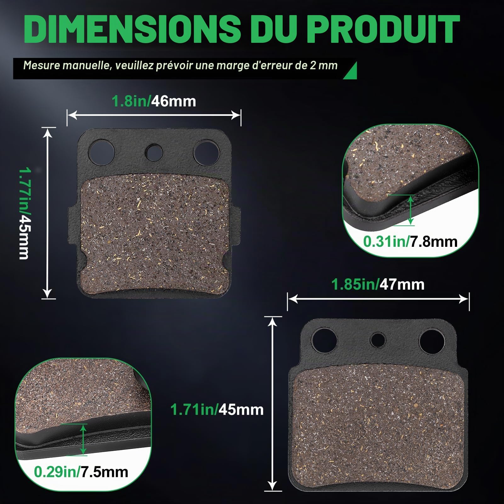 Plaquettes de frein avant et arriere pour SUZUKI LTZ400 LT-Z400 LT Z 400 K/Z/L 2003 2004 2005 2006 2007 2008 2009 2010 2011 2012