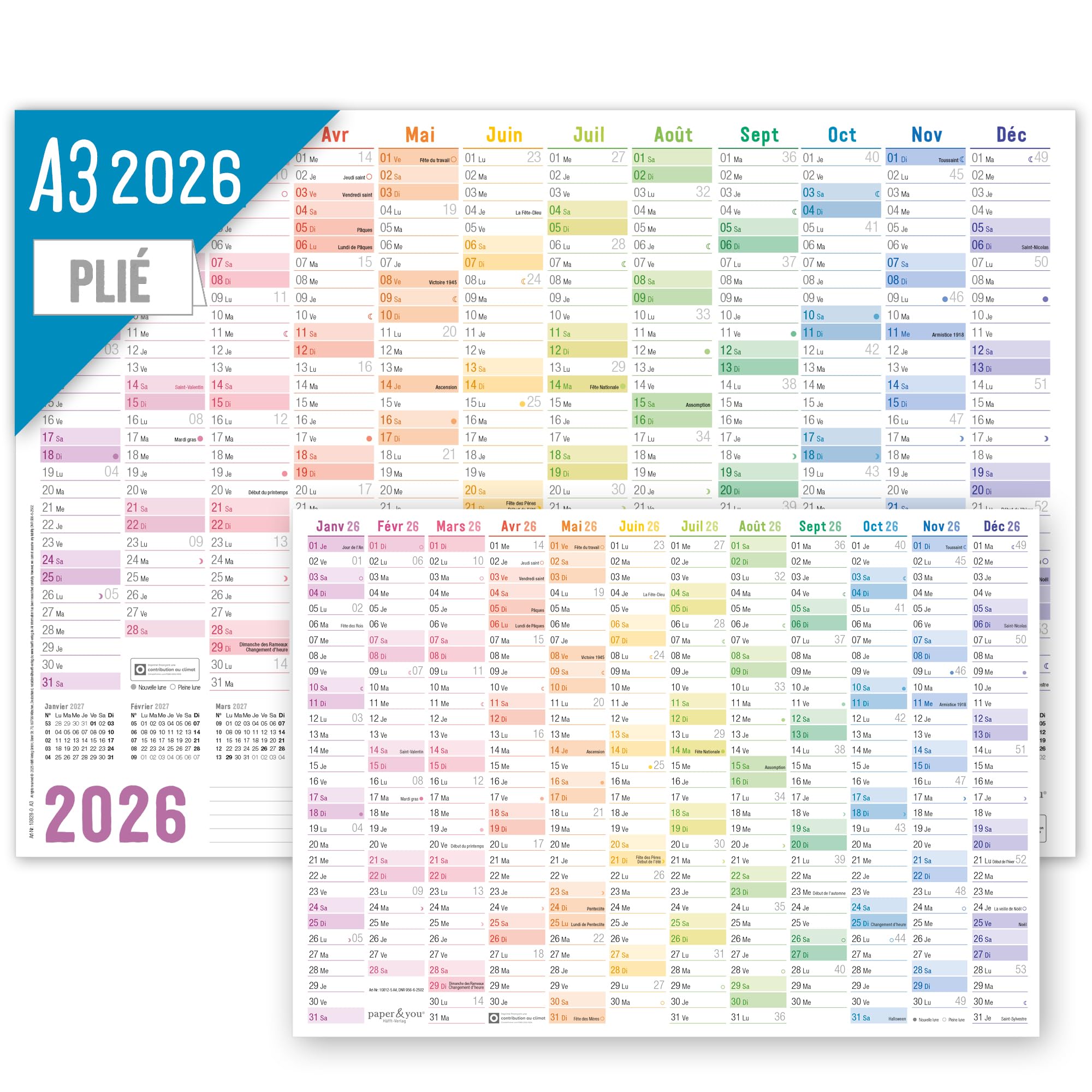 häfft calendrier mural 2026 a3 français