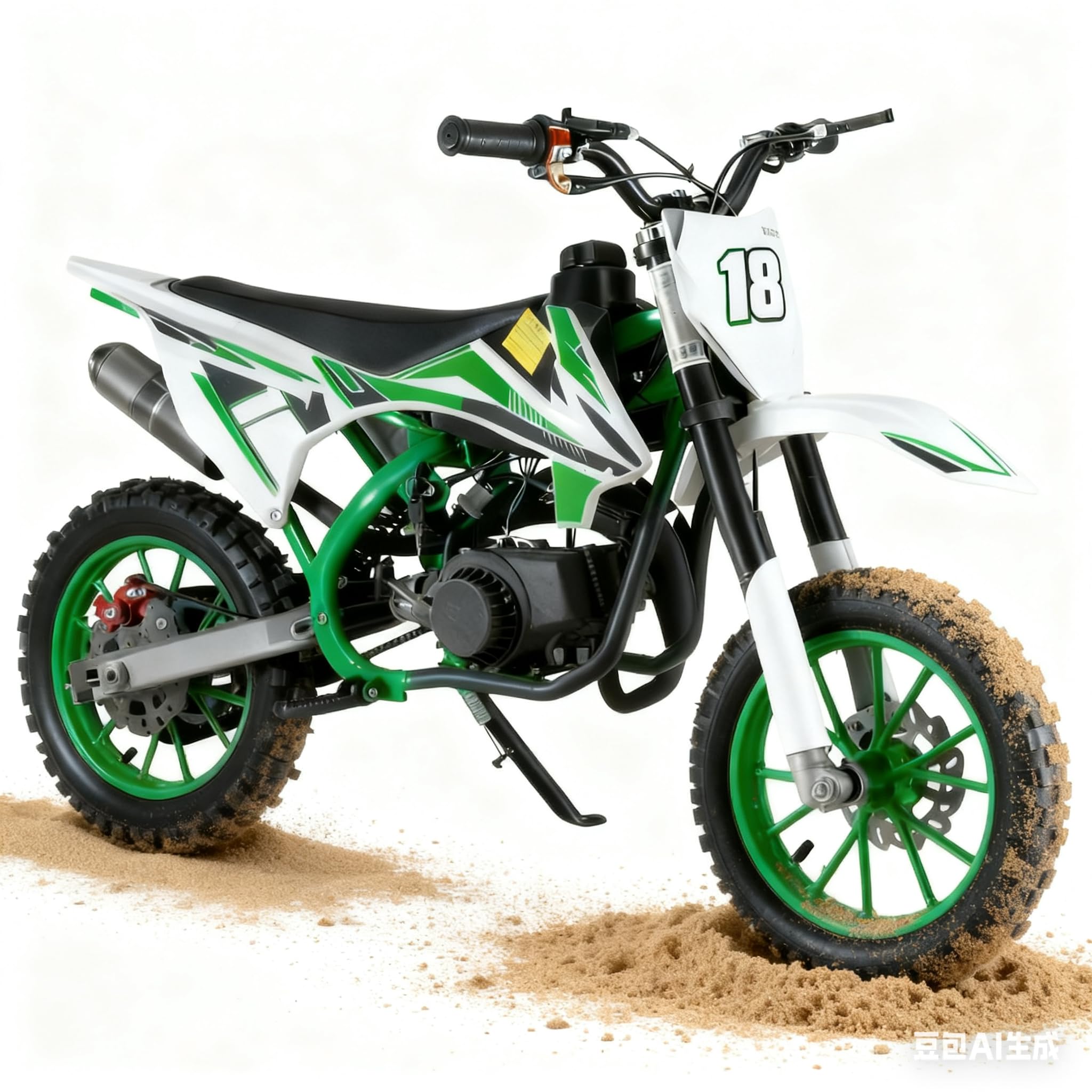 50cc Dirt Bike, 2-Stroke Kid Dirt Bike, Dirt Bikes for Kids 8-14, Off Road Gas Power Dirt Bikes for Adults with Front Rear Disc Brakes, Mini Gas Bike with Speeds up to 25 MPH (Green)