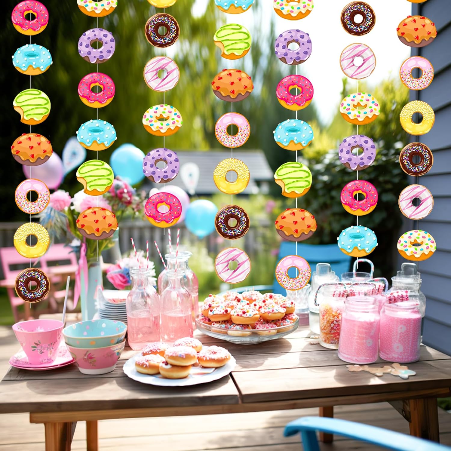 8 Pieces Donut Birthday Party Decorations Donut Grow Up Party Banners Kids' Birthday Banner Baby Shower Hanging Swirl Garland Kit Gender Reveal Xmas Home Classroom Favor Supplies Decor - Image 7