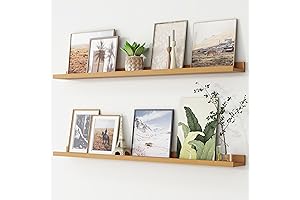 Floating Wall Shelves 48 Inch Long, Sturdy & Rustic Picture Ledge Shelf...