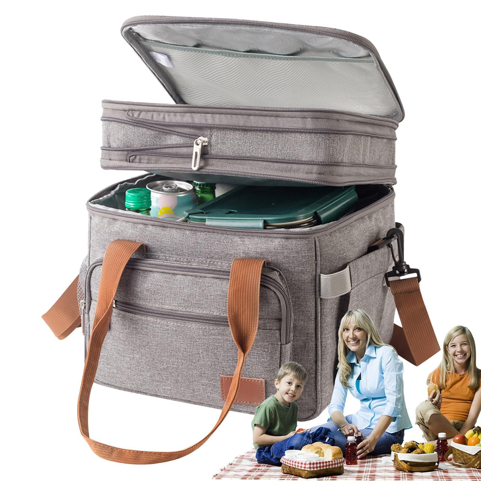 Grand sac isotherme de voyage, glacière portable, isotherme et souple, pliable, pour pique-nique, plage, travail, voyage, 18 l
