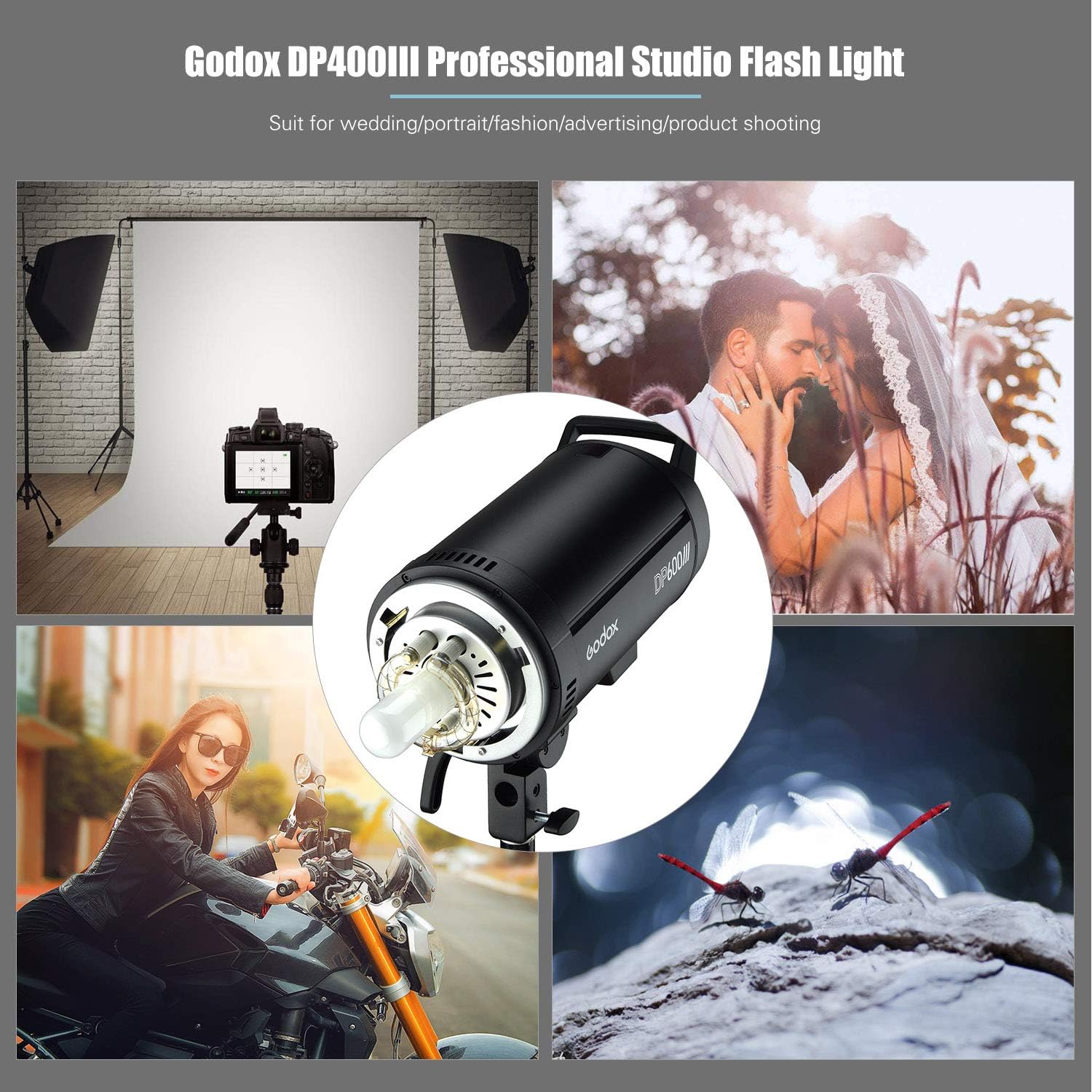 Godox DP600III Professional Studio Flash Light Modeling Light 600Ws 2.4G Wireless X System Strobe Lighting with Bowens Mount 5600K Color Temperature Photography Flashes for Advertising Shooting