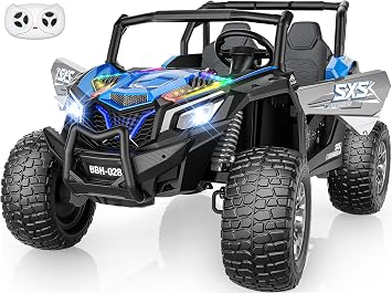 ARBELI 24V 2 Seater L Ride on Toys for Big Kids 3-14, Max 5.5mph & 220lb | 15" EVA all-terrain tire, 4200w motors, 22" adjustable seat, remote control, rainbow light, shock absorber, bluetooth music