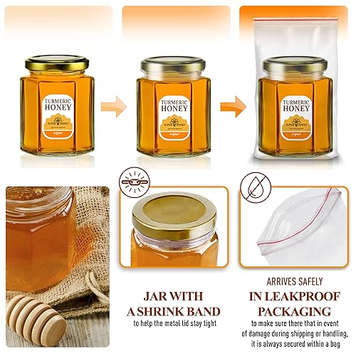 Miniatura 7 de Super Honey - Miel de Georgia - Miel de cúrcuma cruda más raíz de cúrcuma, raíz de jengibre y polvo de cúrcuma - Paquete de 4 - Miel pura inspirada