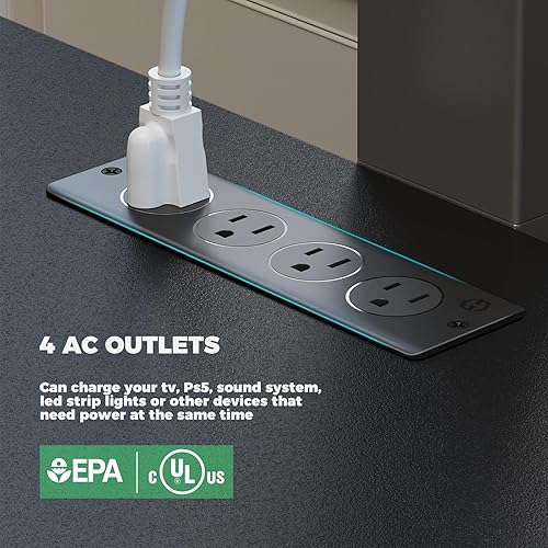 Miniatura 4 de Rolanstar Soporte de TV con soporte y toma de corriente de 51.2 pulgadas, soporte giratorio de TV para televisores de 324555606570 pulgadas, centro