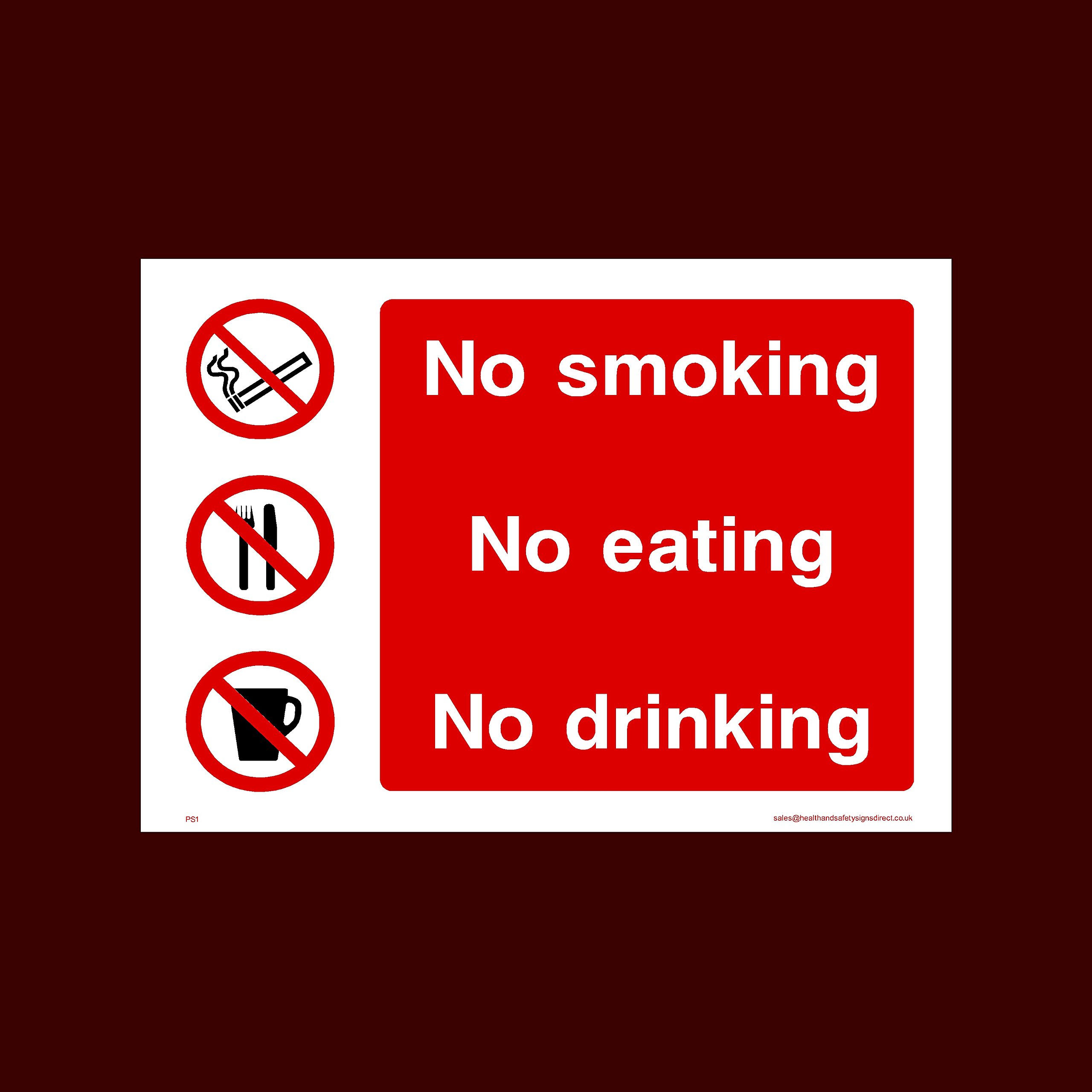 Ussp&S No Smoking, Eating Or Drinking Plastic Sign (Ps1) - No Smoking, Building, Counter, Bar, Premises, Law, Naked Lights