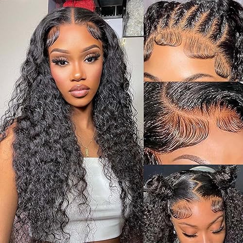 Fabimiya 26 Inch Deep Wave Human Hair Wigs 5x5 HD Lace Front Wigs Human Hair Pre