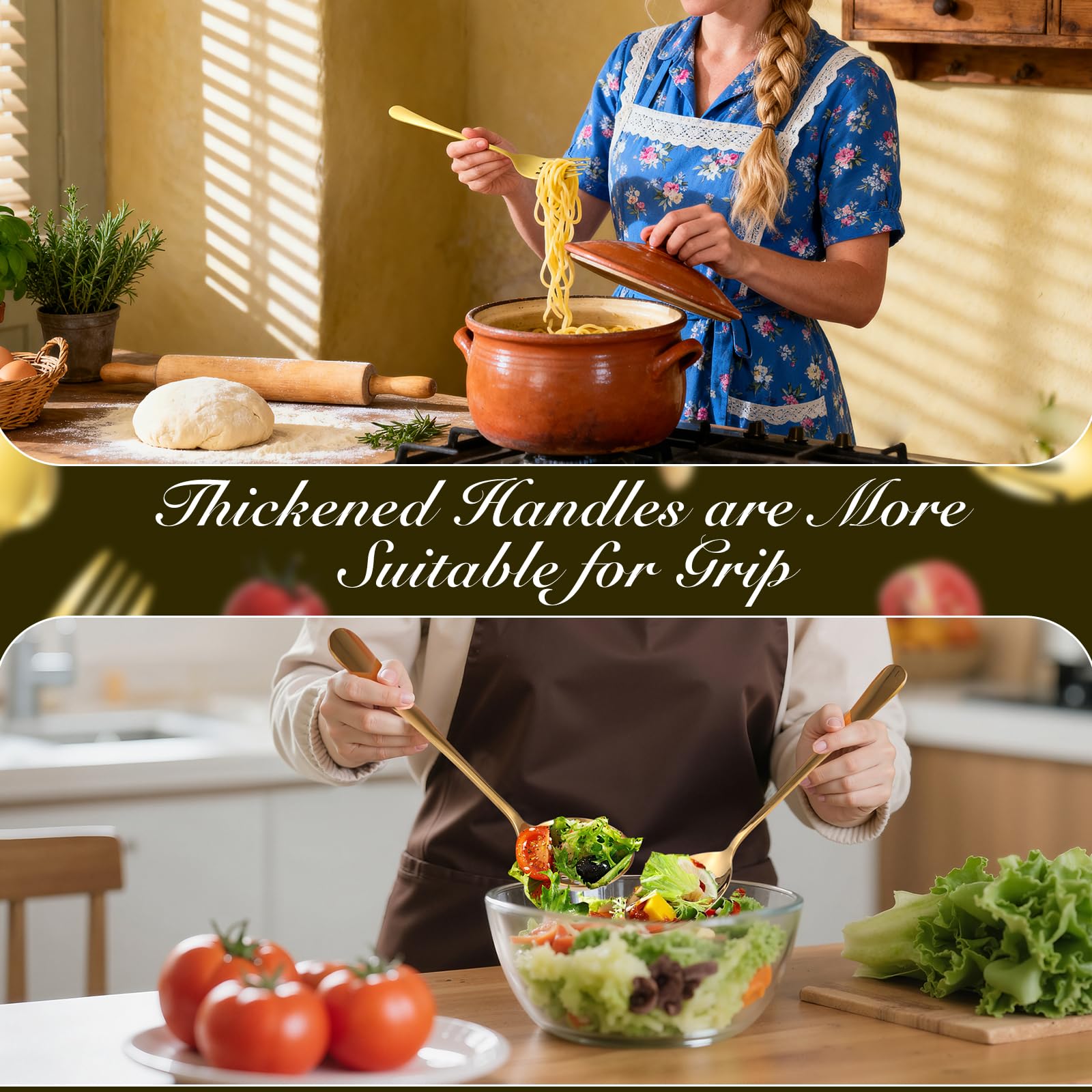 Gold Serving Utensil Set - 17 Piece Stainless Steel -8