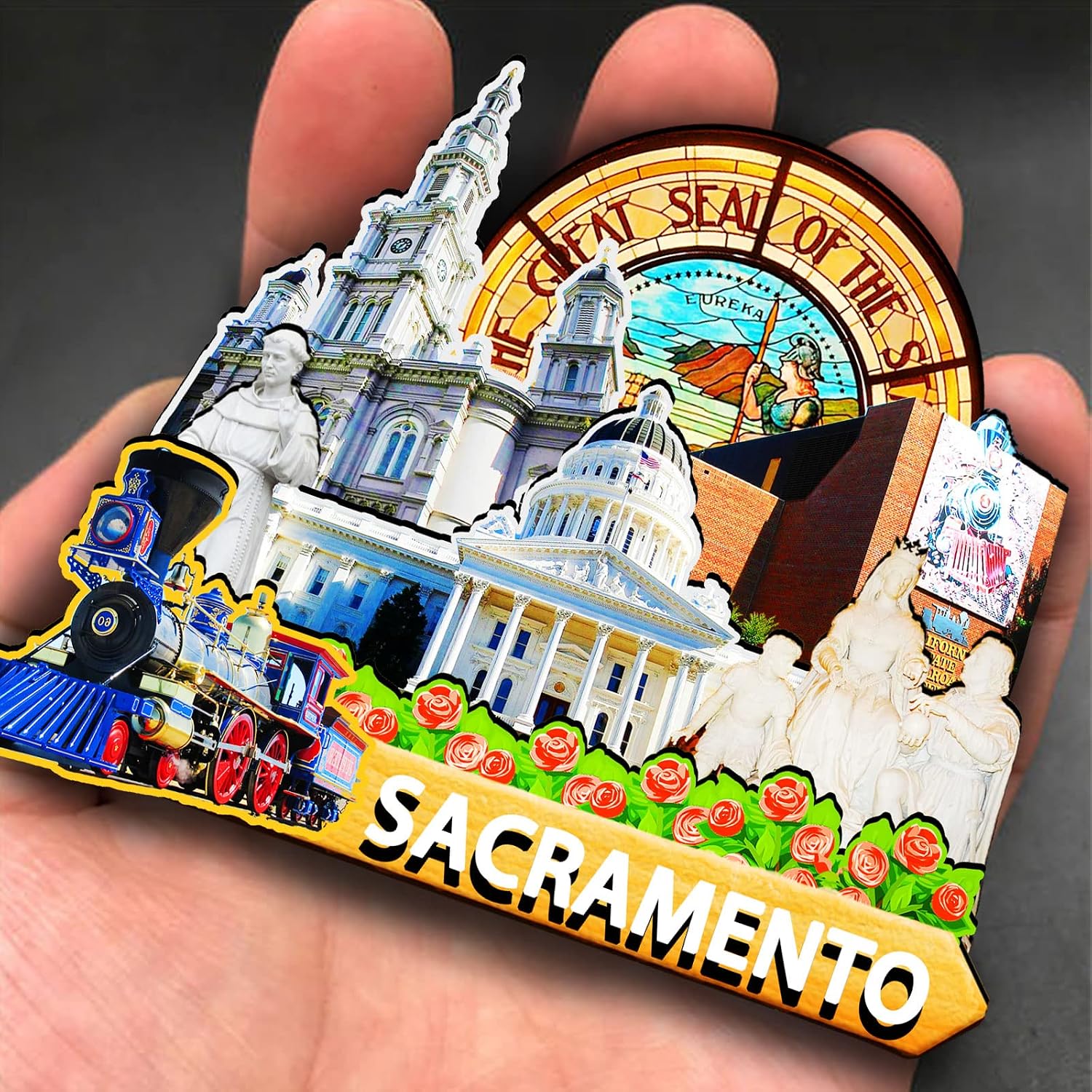 USA Sacramento Wooden Magnet 3D Fridge Magnets Travel Collectible Souvenirs Gifts Decorations Handmade Crafts -2 image 4