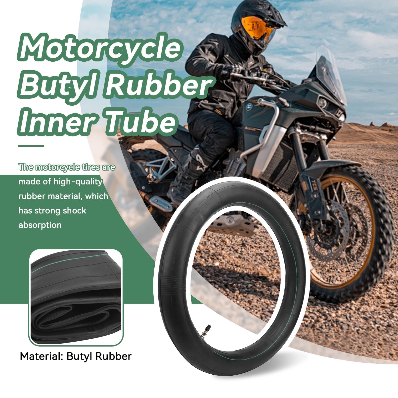 Chambre à air pour Moto, 3,25/3,50-16 Chambres à air Caoutchouc butyle Renforcer pneus intérieurs Accessoires Motos Pneus Roues Chambres à Air Valve pour Motos Tout-Terrain, Motos