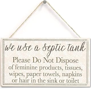 We Use A Septic Tank Please Do Not Dispose Of… - Polite And Informative Septic Tank Sign Functional Interior House Sign Country Wood Plaque Sign Quote Rustic Coffee Bar Accessories Art Decor 6x12 inch