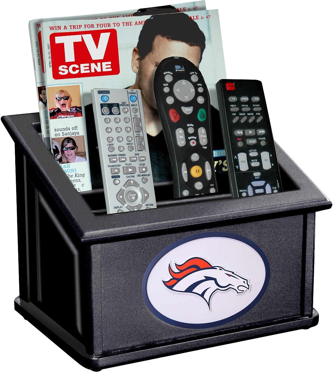 NFL Denver Broncos Black Wooden Team Logo Media Organizer