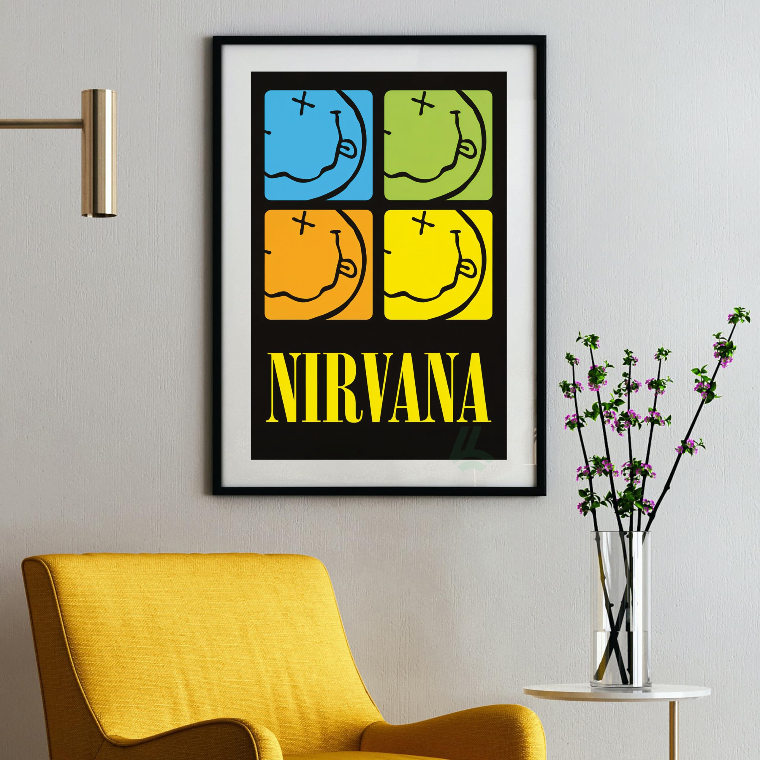 Nirvana Poster, Kurt Cobain Grunge Music Legend, 90s Rock Band