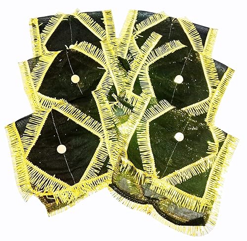 Black Chunni with Golden Lace for Mata ji | MATA Ki Chunari/Navratri Chunni for Durga Kaali Maa - Pack of 6