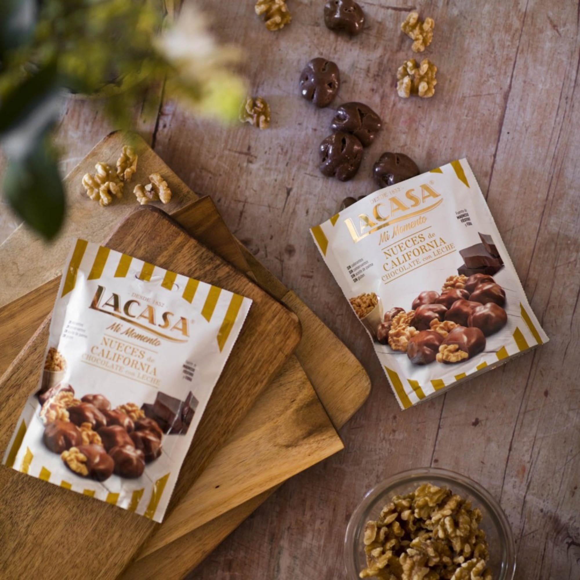 Lacasa Mi Momento pack de 5:Arándano Choco Negro,Pistacho Choco Leche,Nueces Choco Leche,Pasas Choco Negro,Naranja Choco Negro