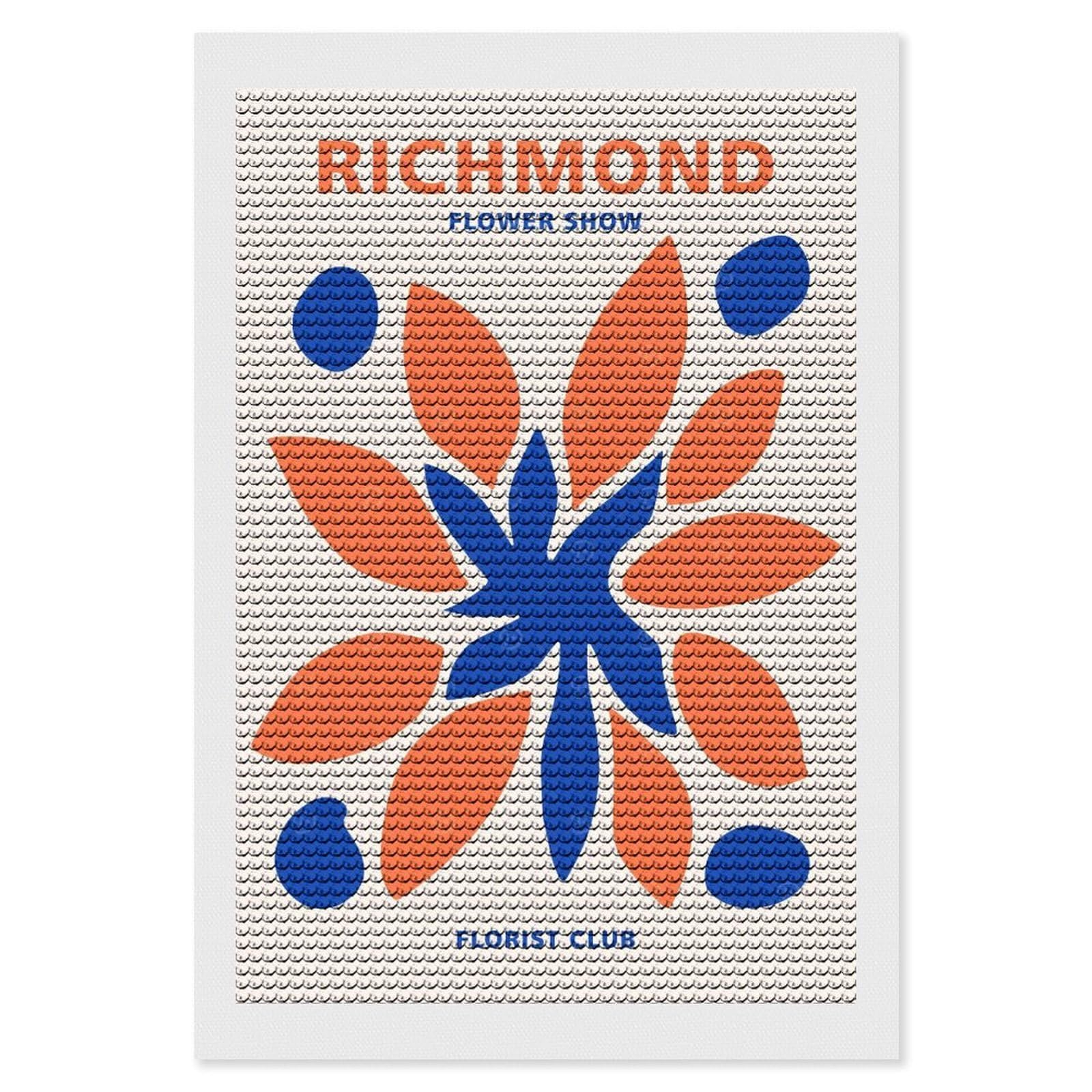 Junmoney Richmond Florist Club DIY Diamond Art Canvas Kit 8"x12", Christmas Gift, for Family Craft Time, Leisure Activity, Home Wall Art