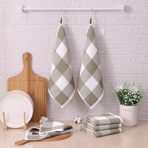Miniatura 7 de Mordimy Trapos de cocina a cuadros 100% algodón, 12 x 12 pulgadas, súper suaves y absorbentes, de secado rápido, trapos de cocina para cocina,