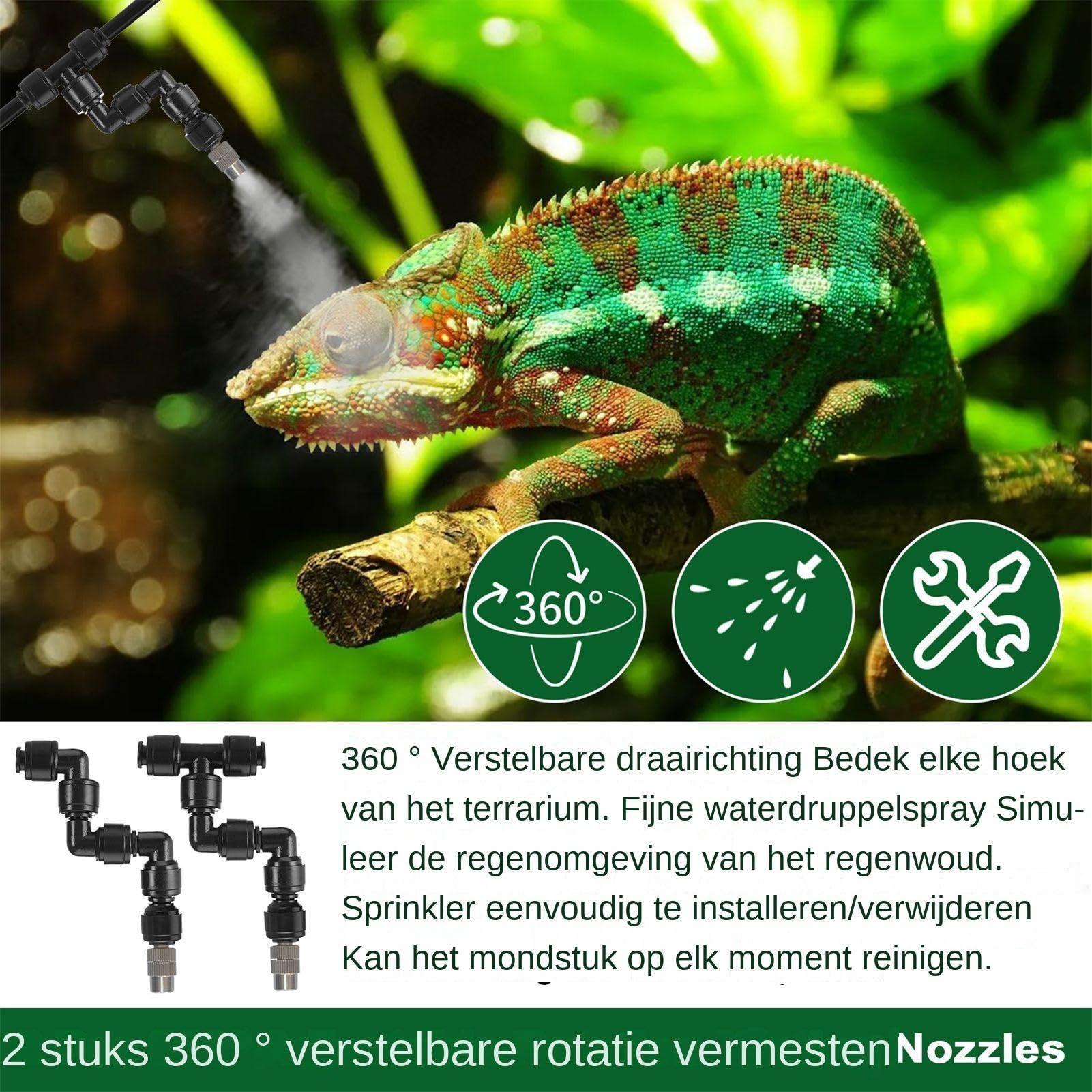 Humidificador de reptiles - 500g | Máquina de humo portátil | Boquilla ajustable de 360 grados | Sistema de humedad de terrario alimentado por USB | Máquina compacta y silenciosa de ABS para