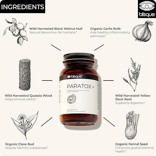 Miniatura 4 de Blisque Suplemento de apoyo natural para limpiar para eliminar organismos nocivos  Aprobado por médicos    90 cápsulas  Vegano y sin OMG