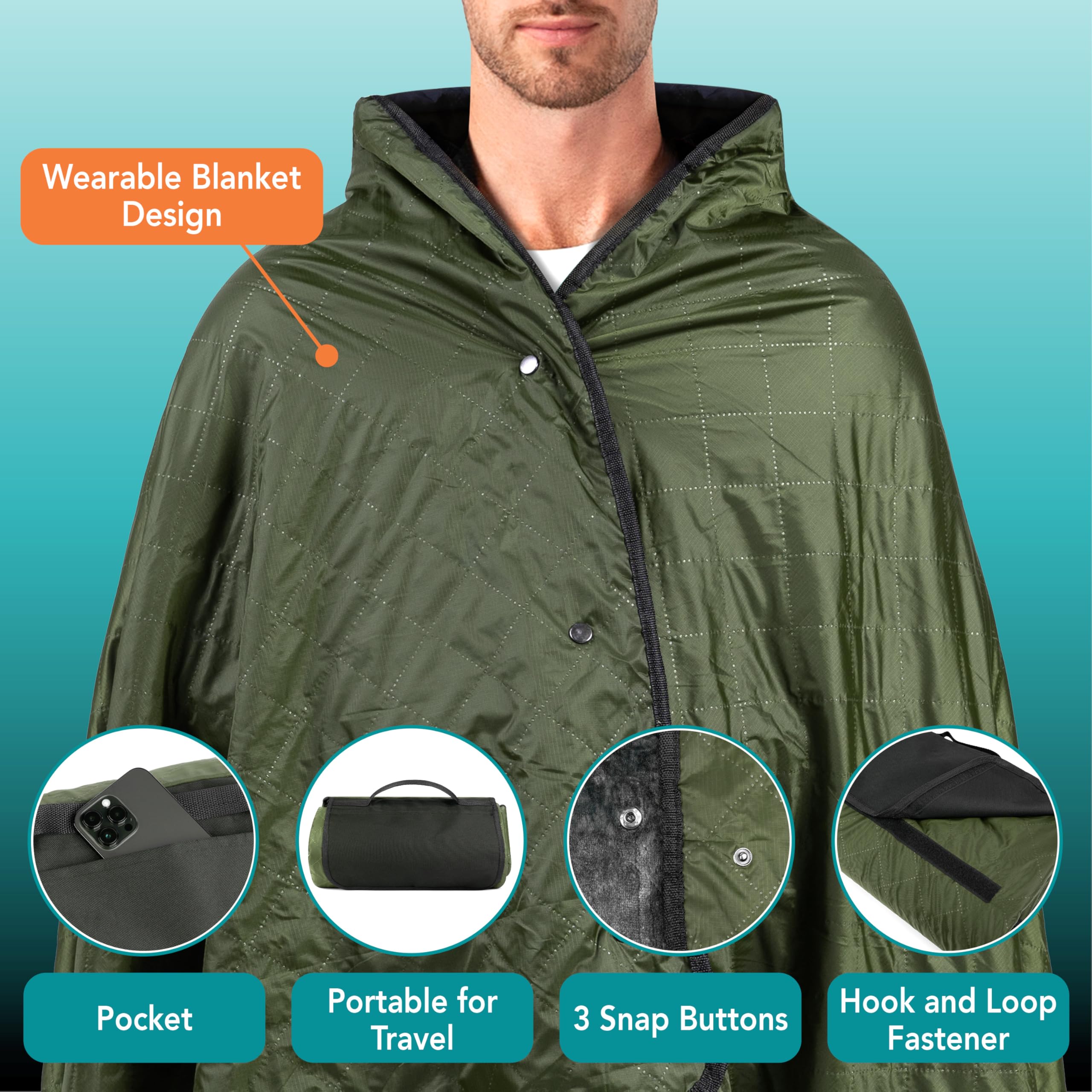 Couverture de camping , grande couverture chaude et portable pour stade, imperméable et coupe-vent, en