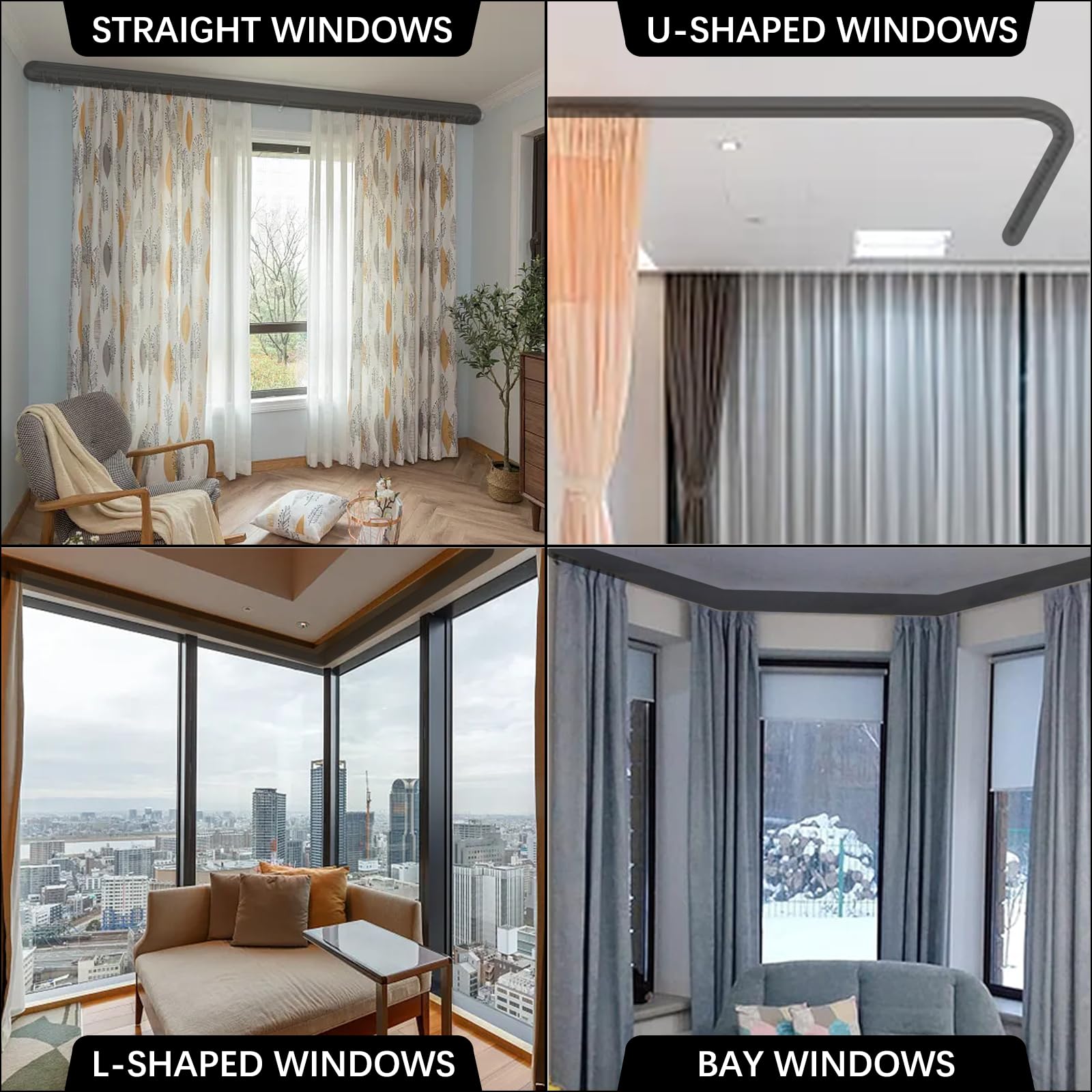 Binario flessibile per tenda da soffitto, 10 m, con ruote silenziose, ideale per finestre della doccia, divisori per camper, privacy e decorazione per la casa, bianco
