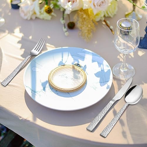 Miniatura 10 de LIANYU Juego de cubiertos de 10 piezas para 2, cubiertos de acero inoxidable, utensilios de comer con borde festoneado, aptos para lavavajillas,