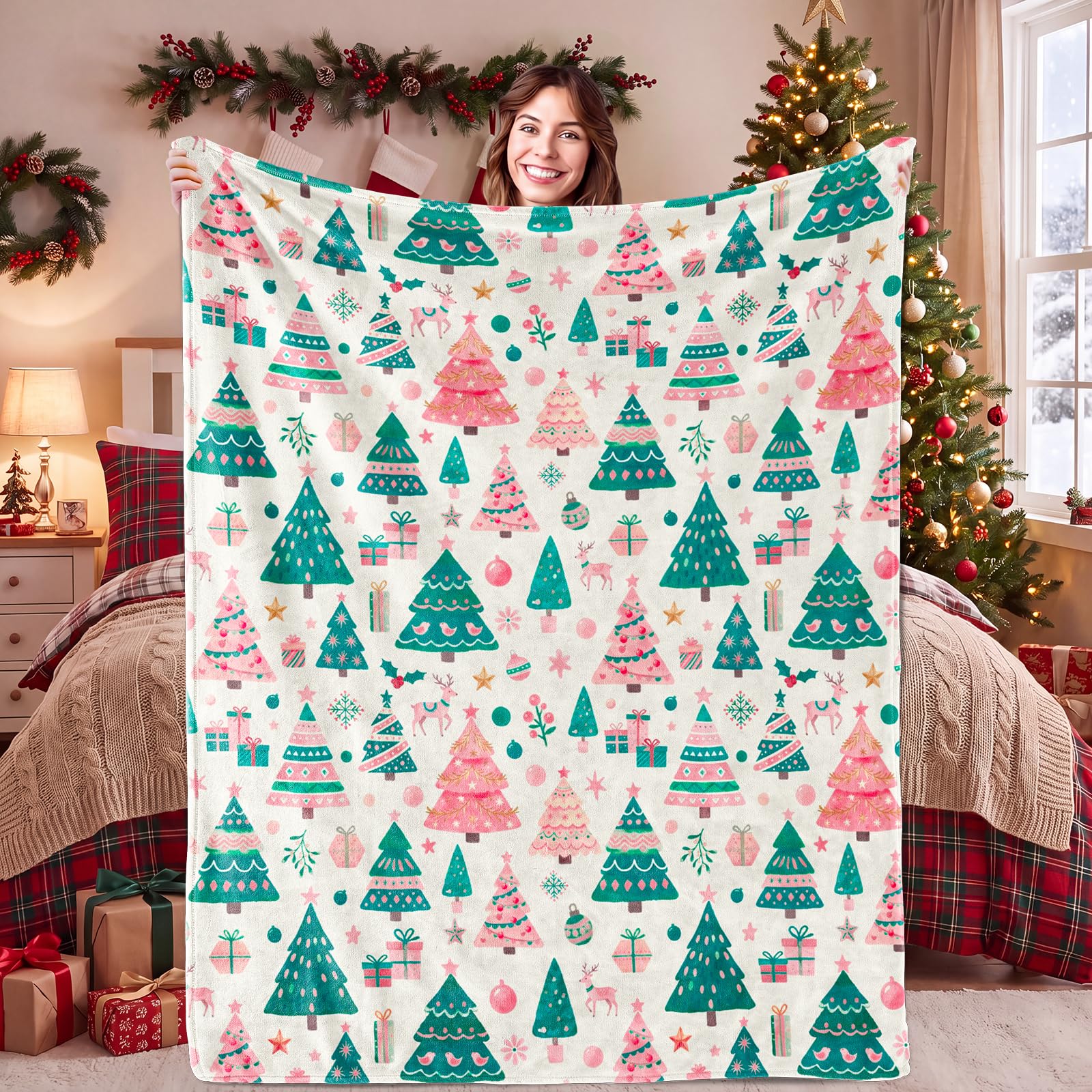 Christmas Blanket, Holiday Themed Gifts for Women, 50x60inches