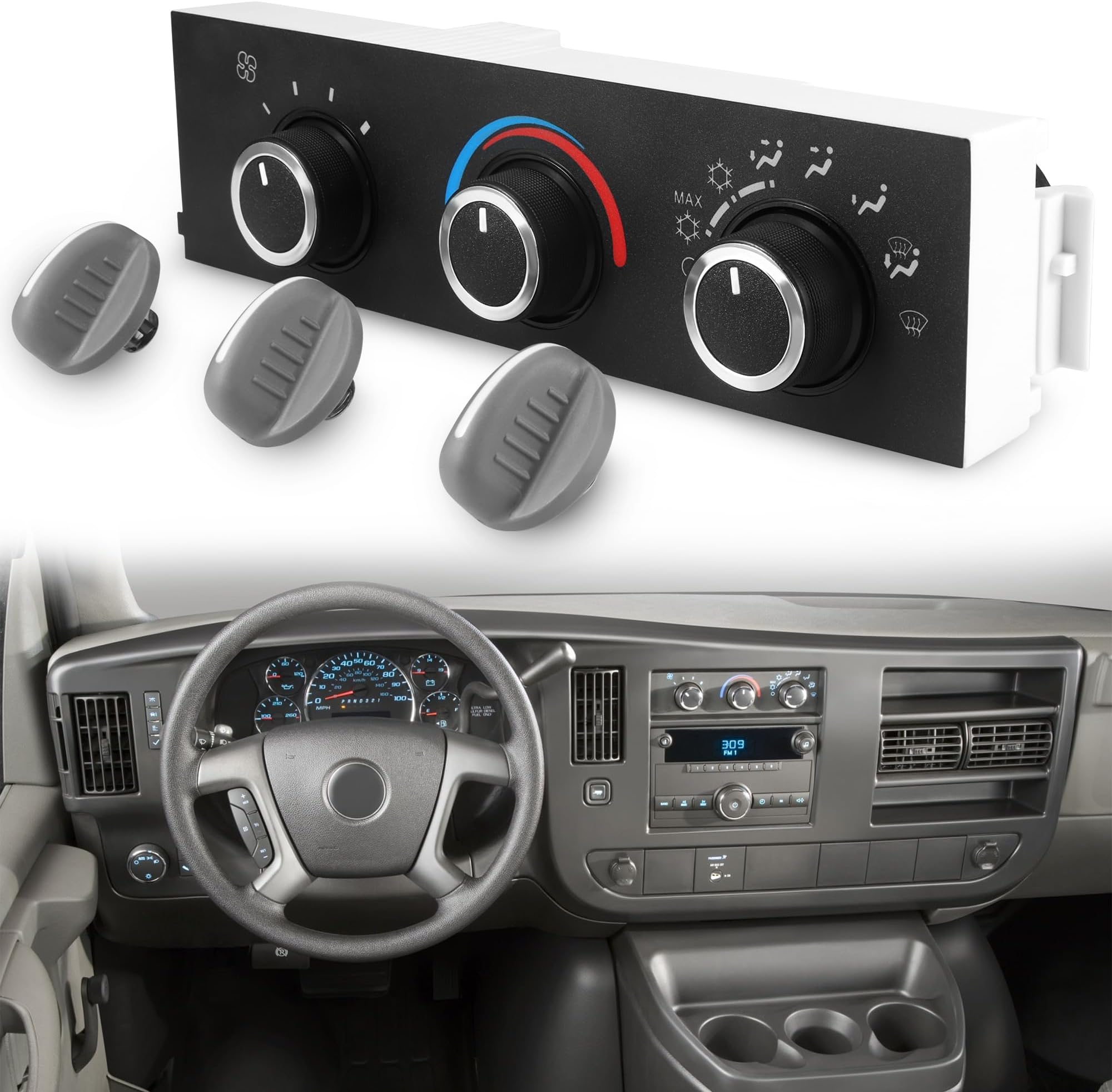 BASIKER599-217 Heater Control Switch Fit for 1996-2020 Chevy Express 1500 2500 3500 C4500 Kodiak Astro, GMC Safari Savana 1500 2500 3500 C4500 Topkick, Air Conditioning Climate Control Module