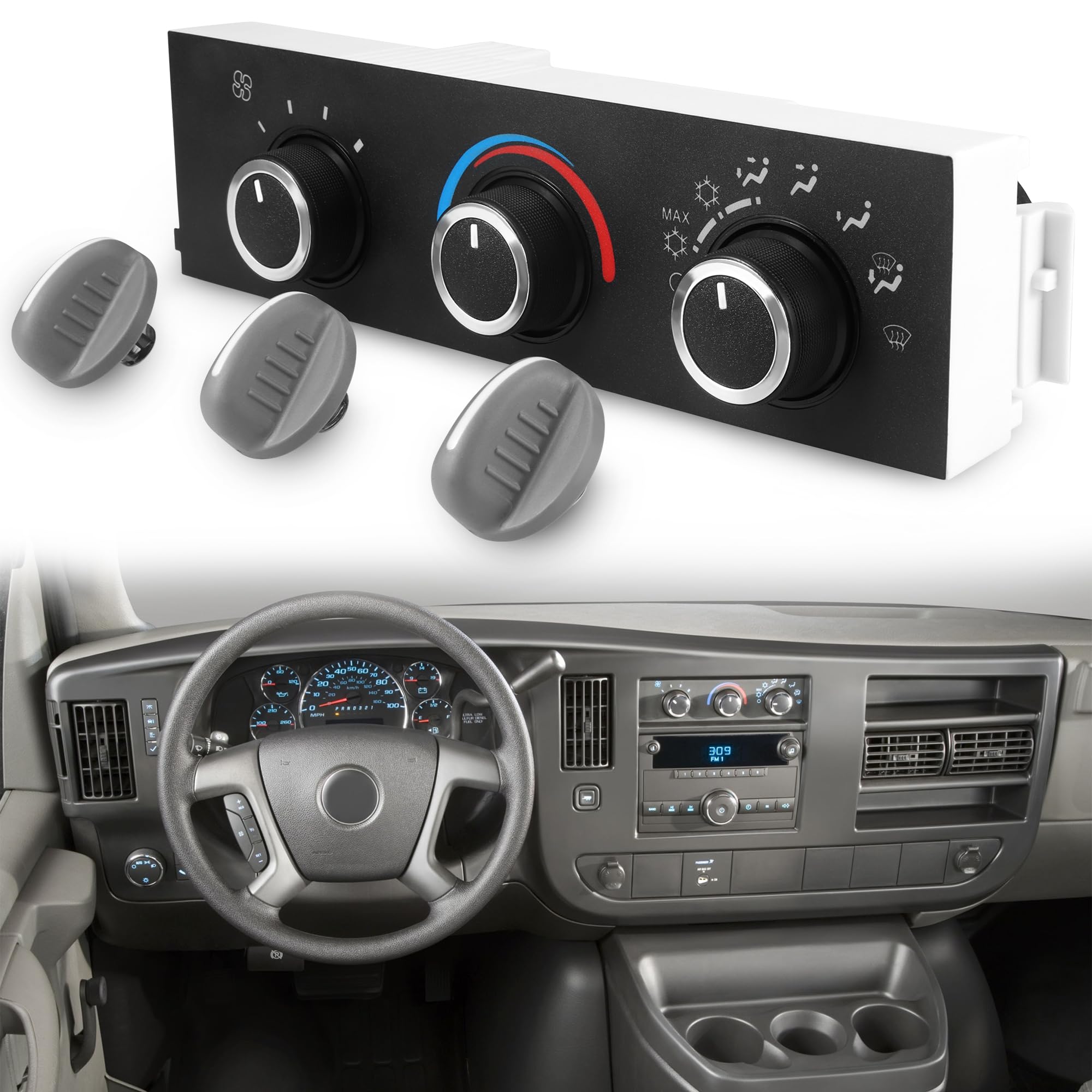 BASIKER599-217 Heater Control Switch Fit for 1996-2020 Chevy Express 1500 2500 3500 C4500 Kodiak Astro, GMC Safari Savana 1500 2500 3500 C4500 Topkick, Air Conditioning Climate Control Module