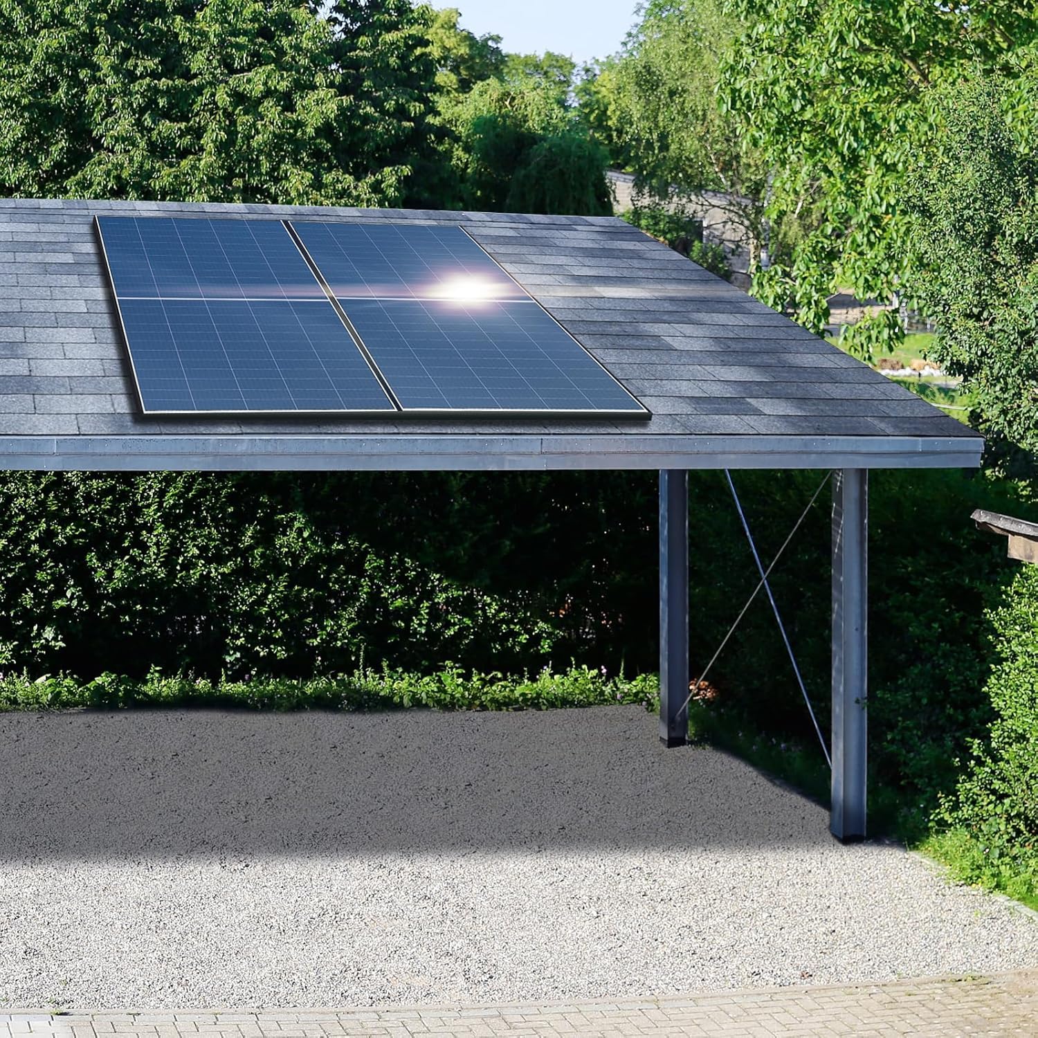 SUNNIVA® 460W Balkonkraftwerk BIFAZIAL FULLBLACK komplett Steckdose HOYMILES 400 Watt Wechselrichter, PV Solaranlage Komplettset, 1x 460W N-Type Glas-Glas Bifacial Solarmodule, 5m Kabel