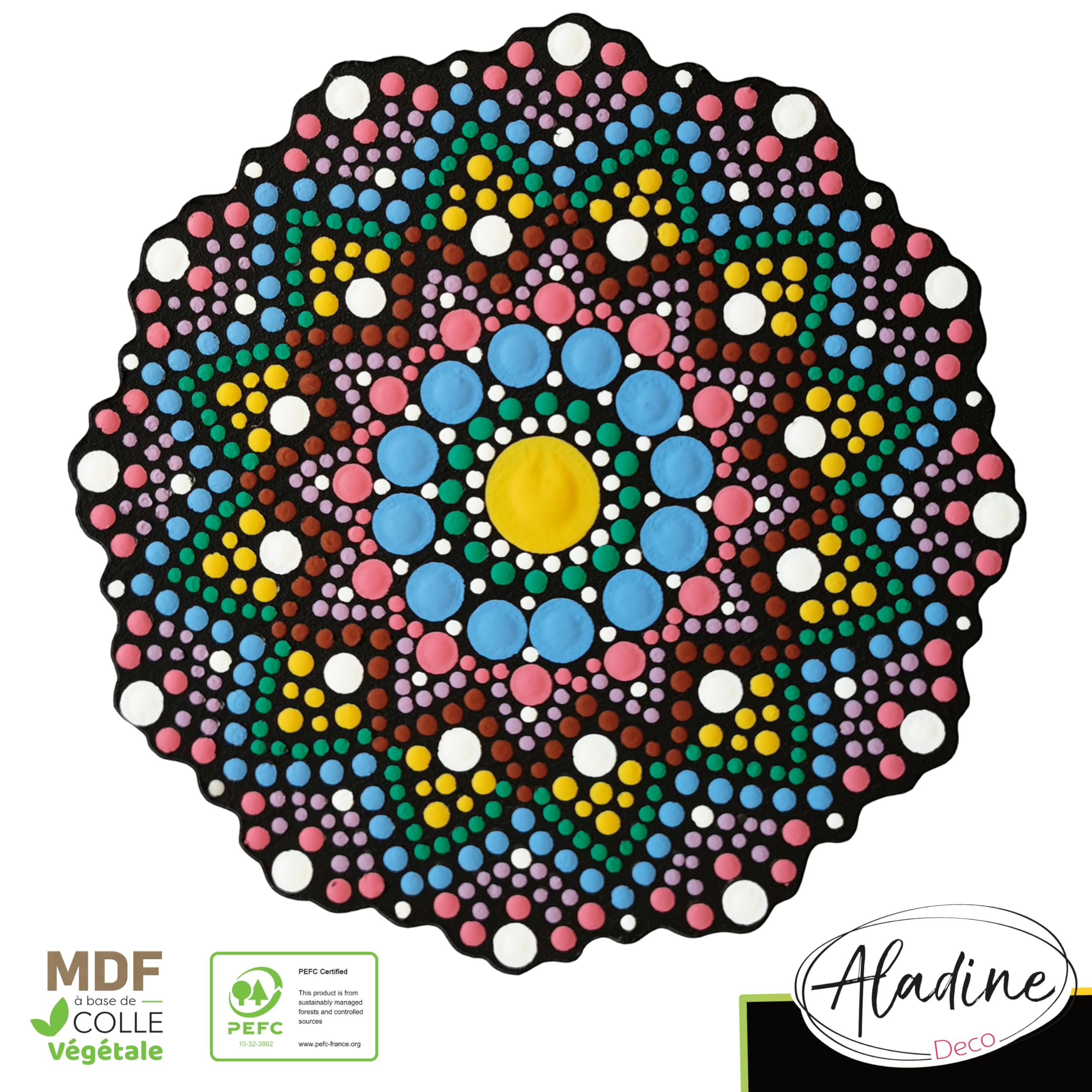 Aladine - Kit Mandala in Dot Painting - Cofanetto 4 stencil Mandala & Strumenti Dot Painting - 85496