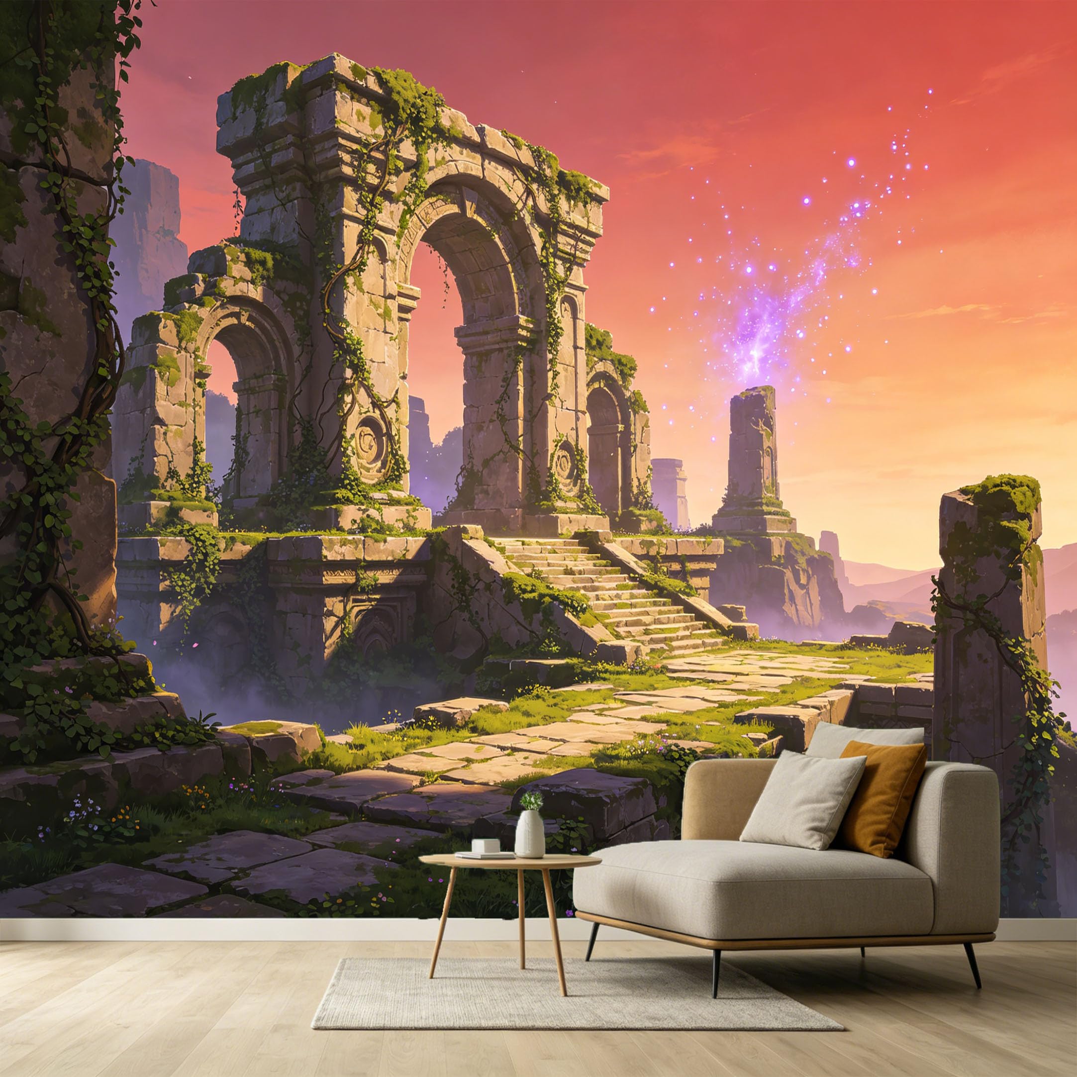 Custom Size Wall Murals Ancient Stone Arches Ruins Landscape 3D Trompe L'Oeil SelfAdhesive Wall Fabric Removable Large Wallpaper for Photo Living Room Interior Decor