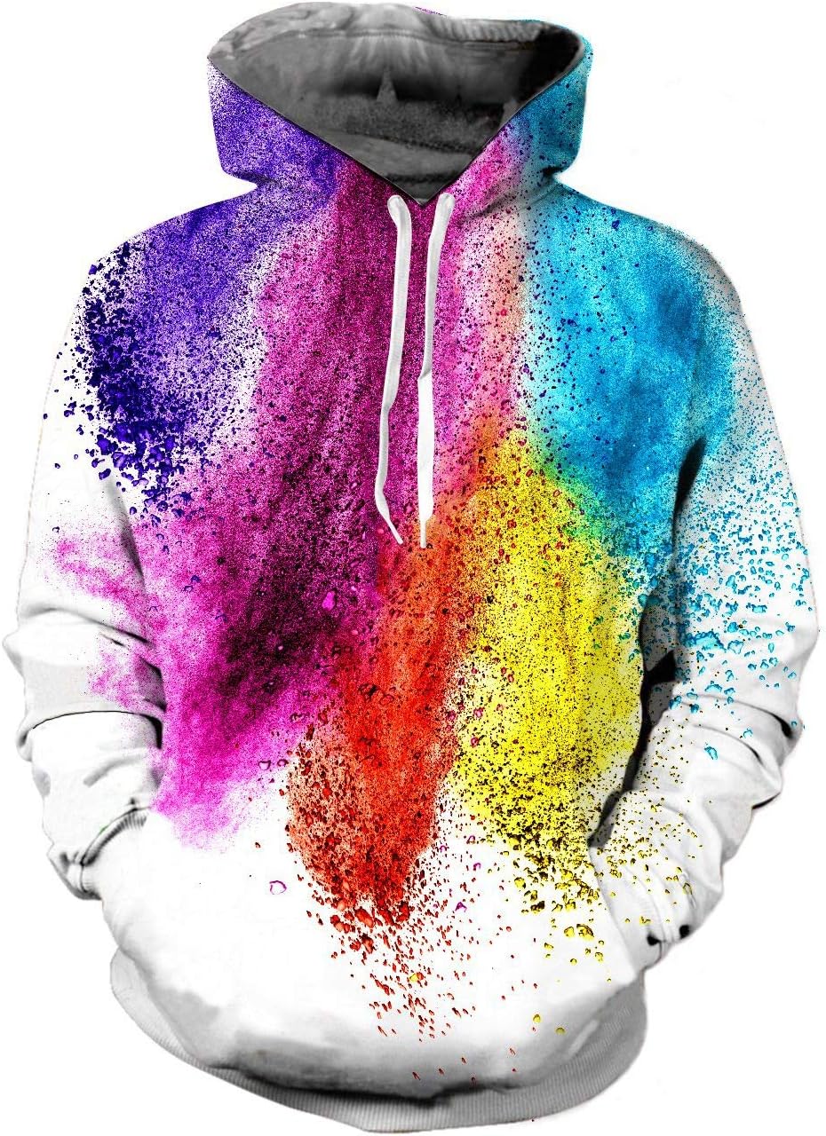 Loveternal Women Men 3D Paint Bucket Hoodies with Pocket Plus Size 2XL Pullover Hoodie Sweatshirt Jacket XXL